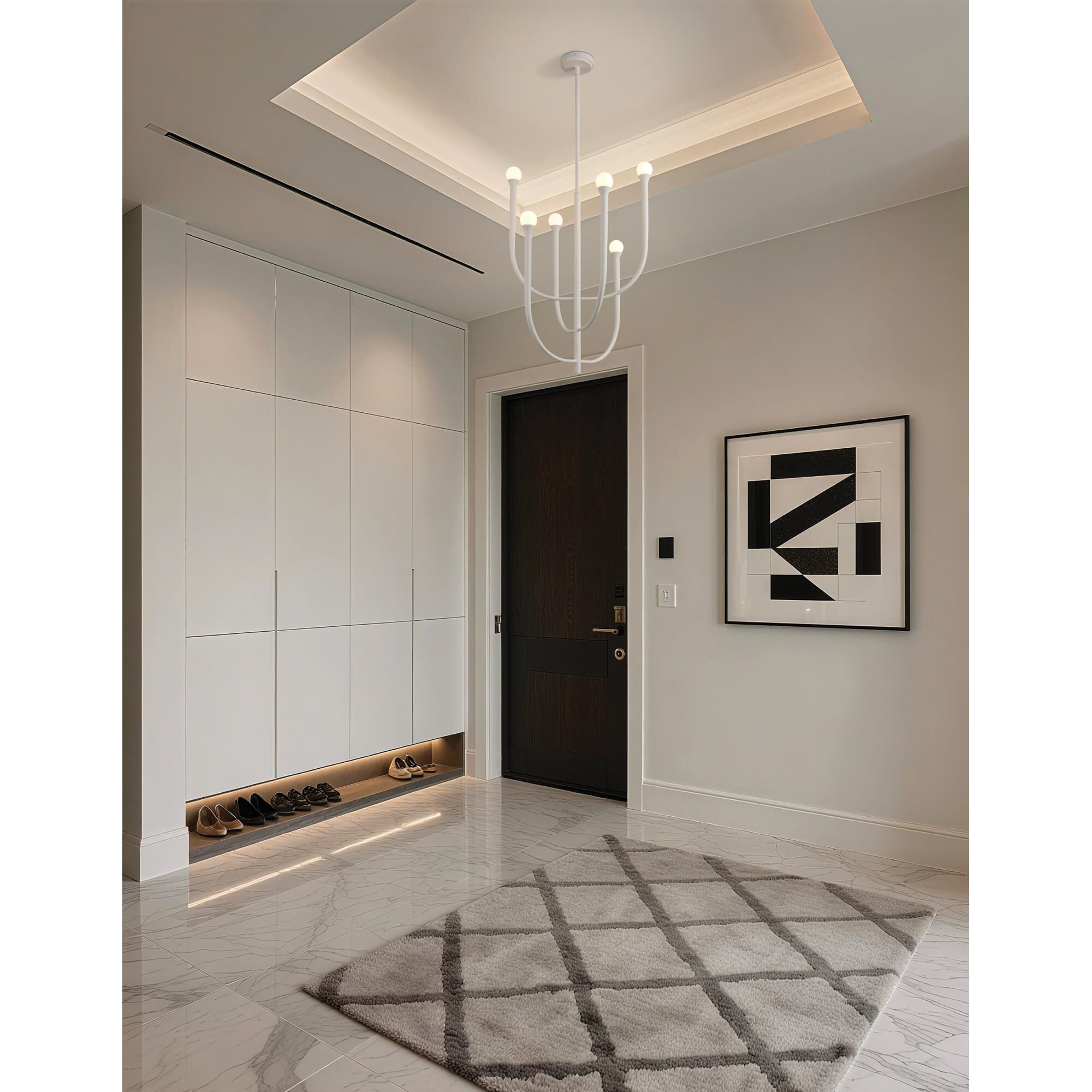 Shown in Plaster White finish and Opal glass