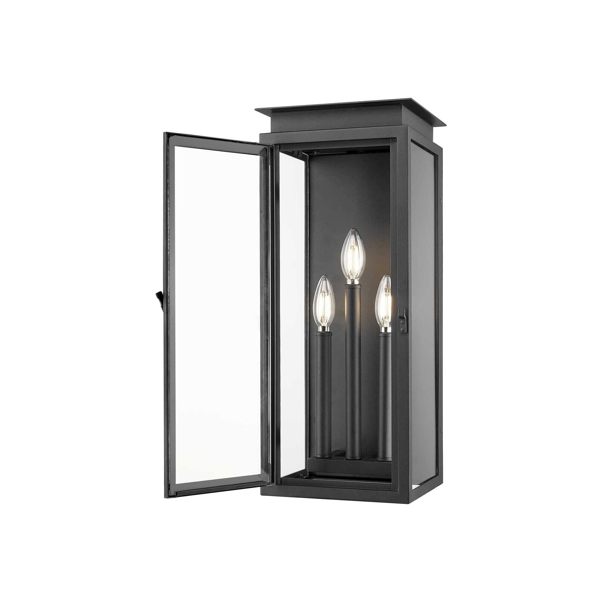 Shown in Black finish and Clear glass and Clear shade