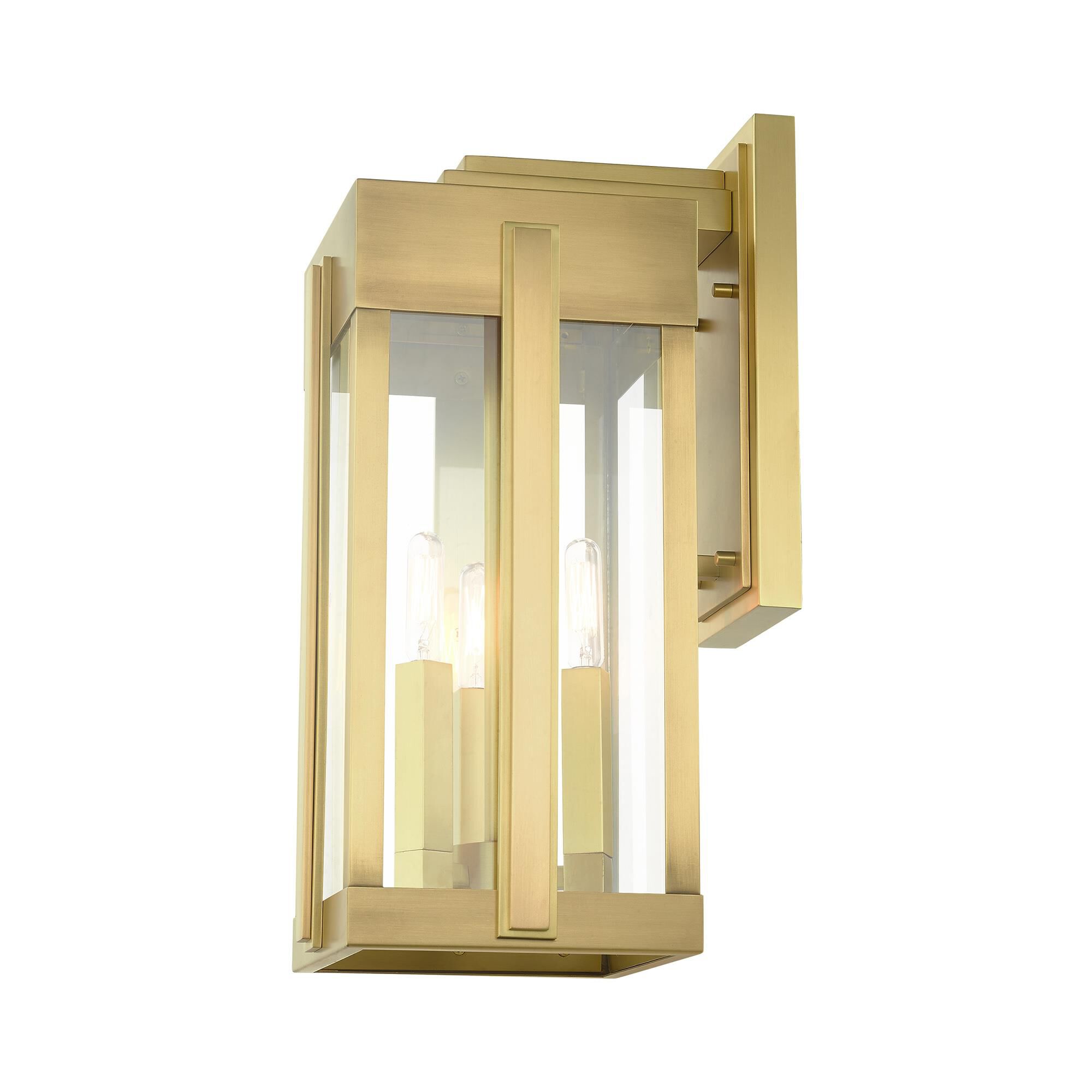 Shown in Natural Brass finish and Clear glass