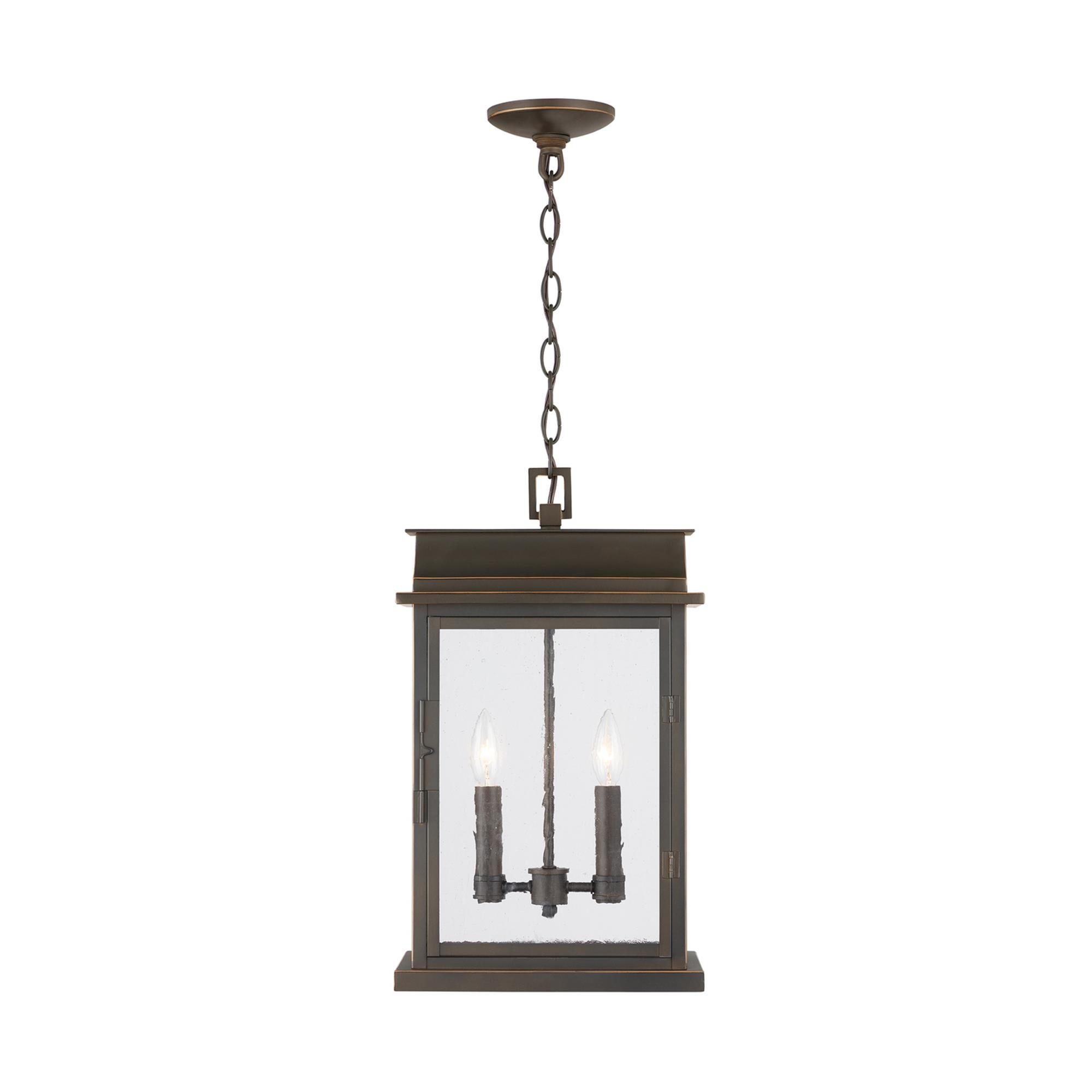 Shown in Oiled Bronze finish and Antiqued glass