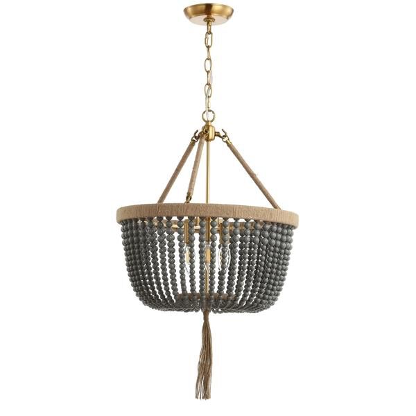 Shown in Brass Gold and Dark Grey finish and Rope and Grey Bead  shade
