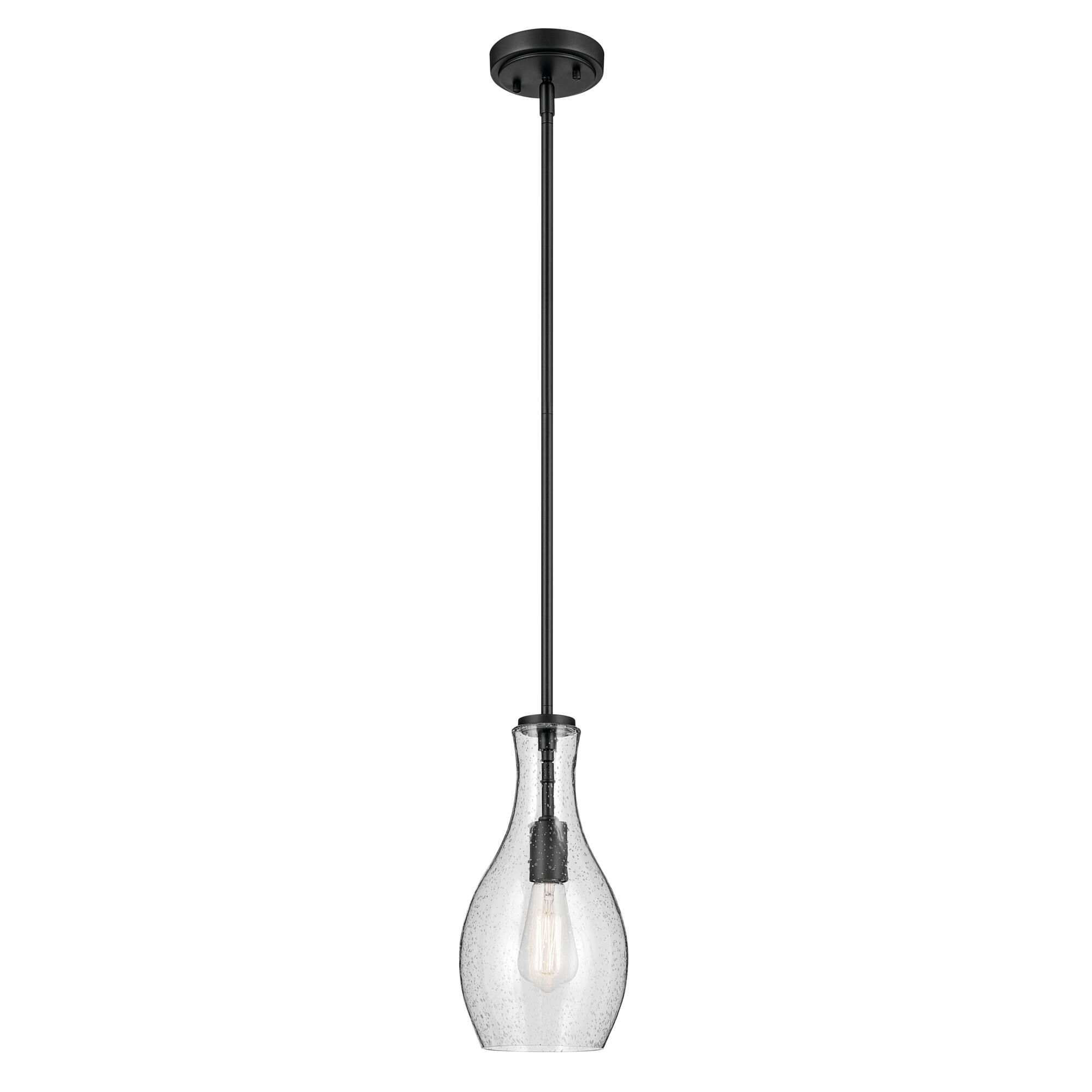 Shown in Black finish and Clear Seeded glass