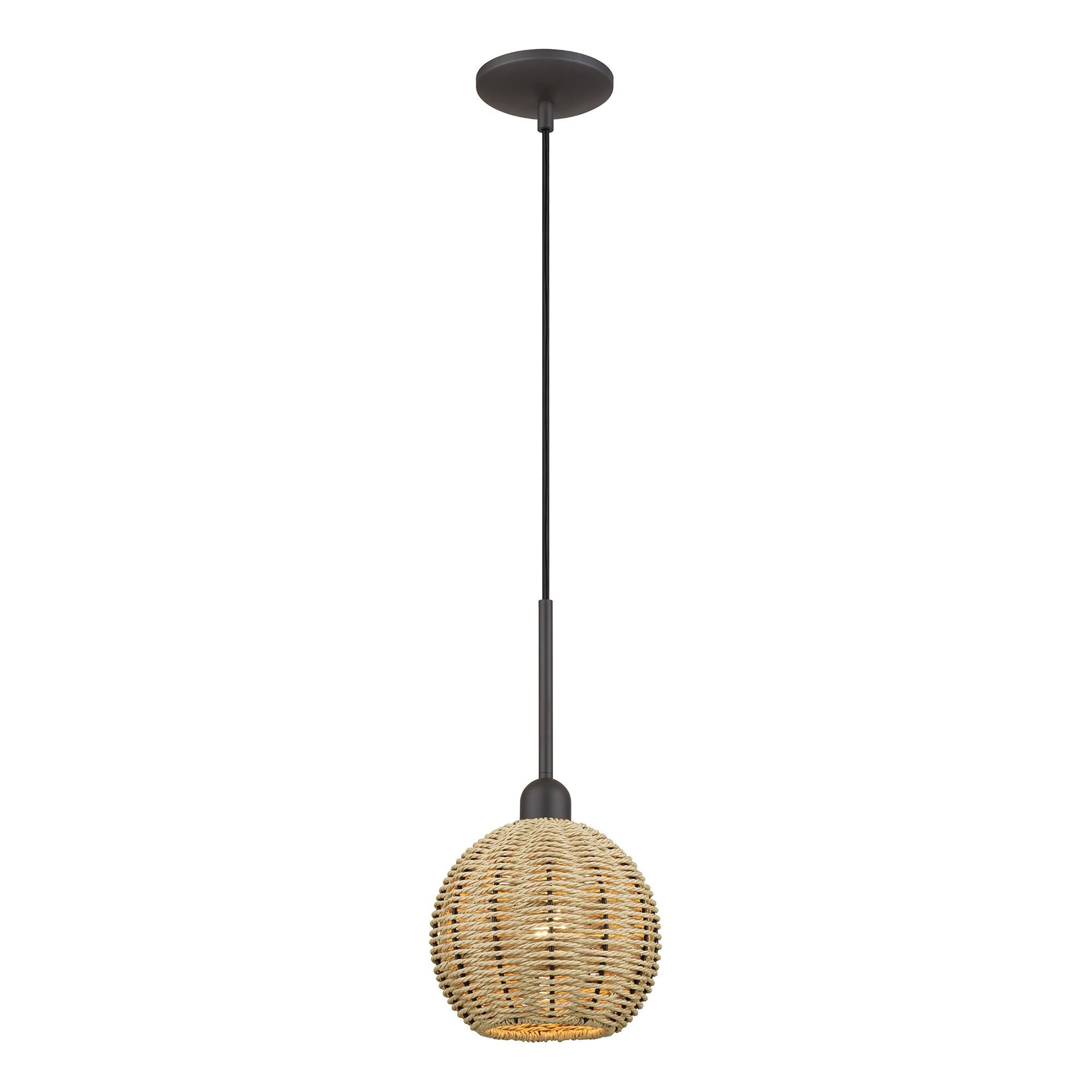 Shown in Bronze finish and Hand-Woven French Beige Paper Rope shade