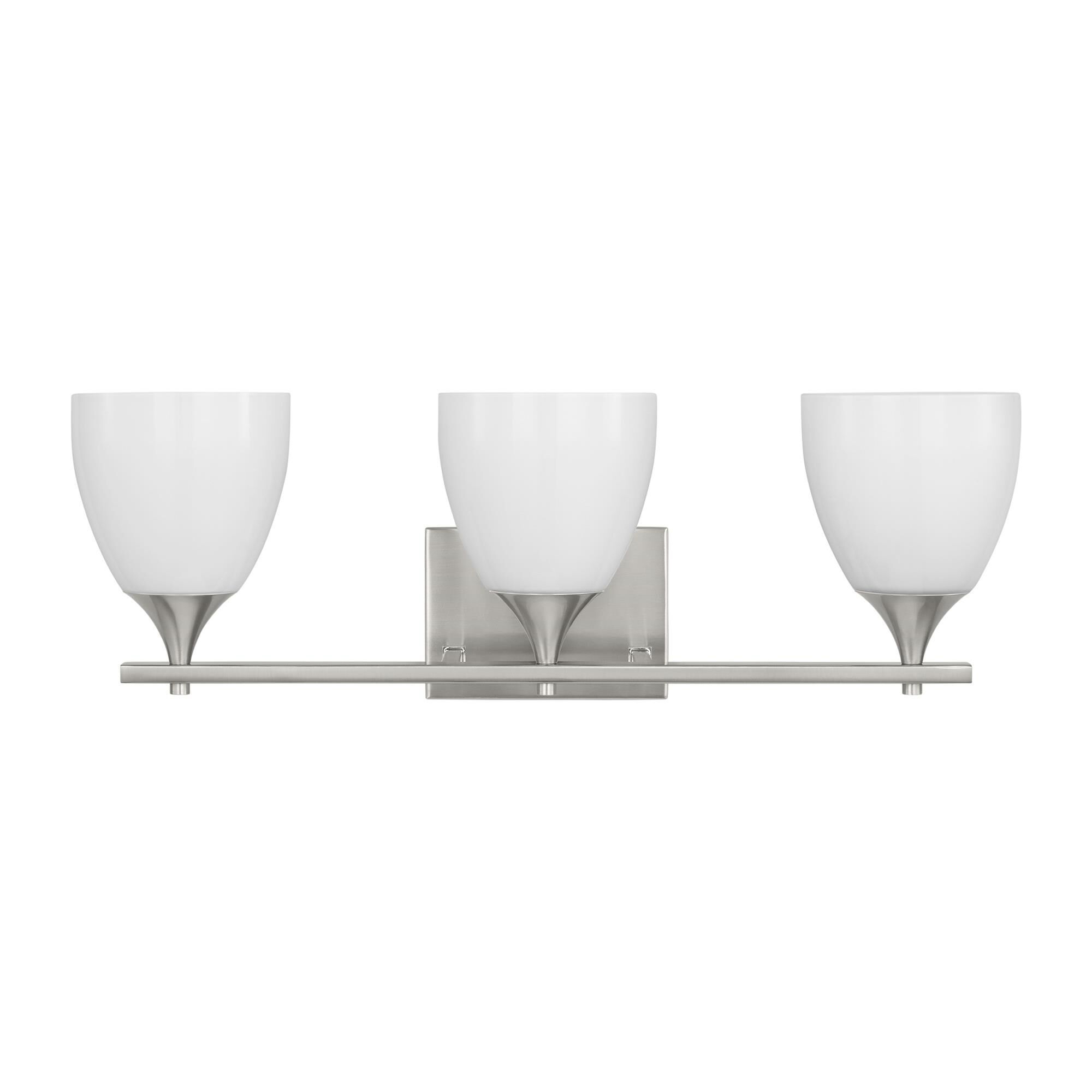 Shown in Brushed Steel finish and Milk Glass s shade