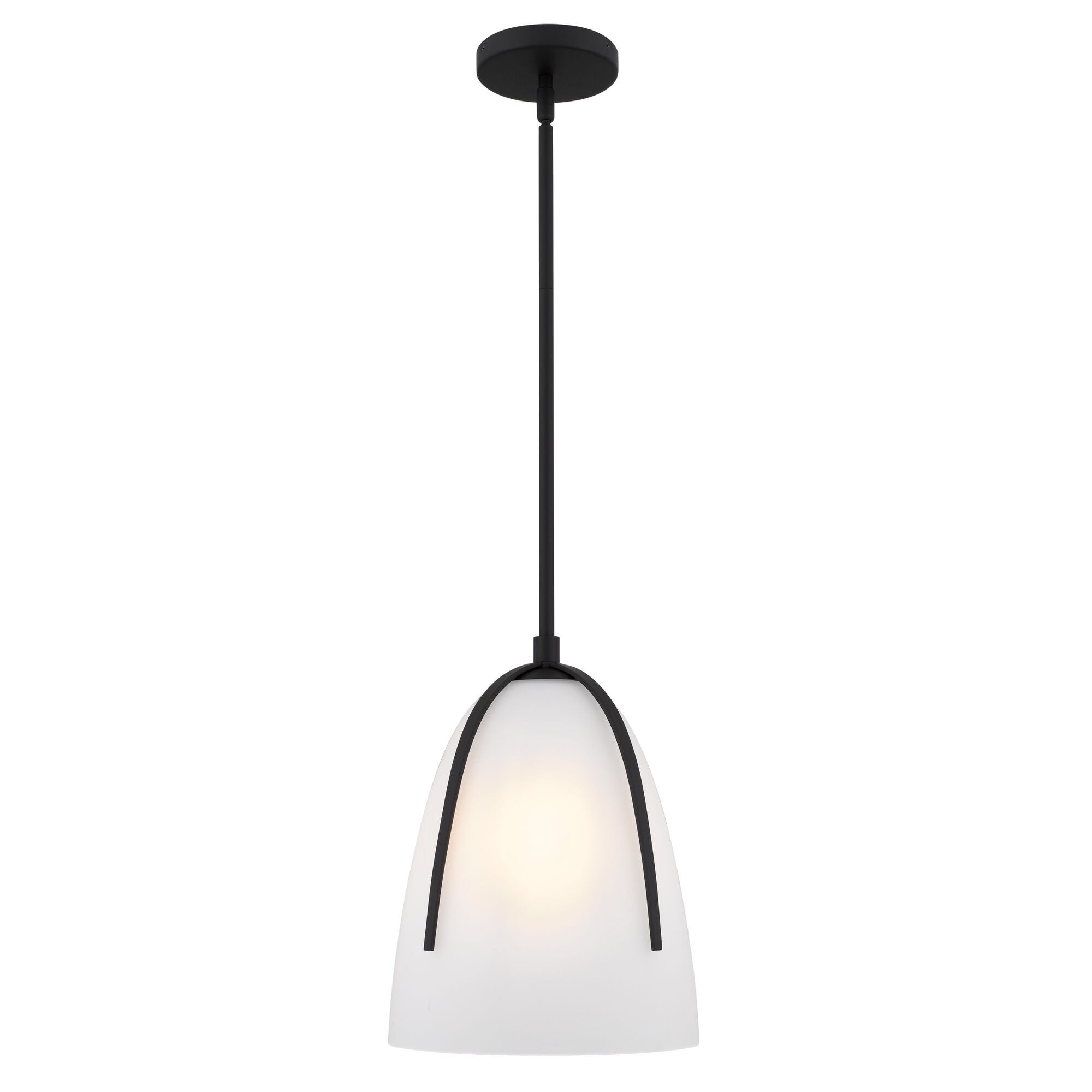 Shown in Matte Black finish and Etched Glass shade