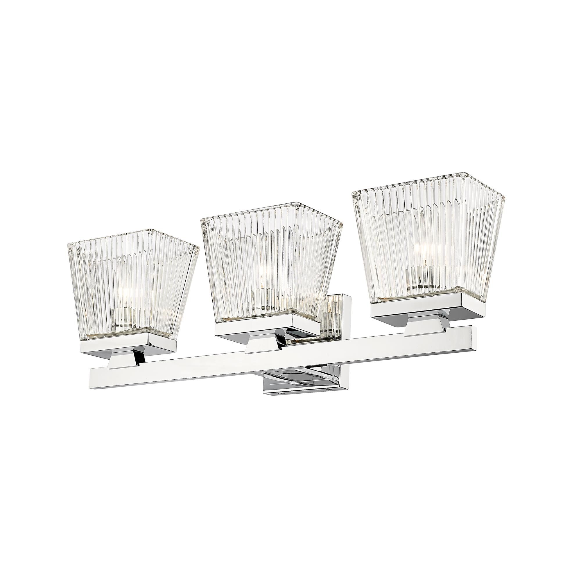 Shown in Chrome finish and Glass shade