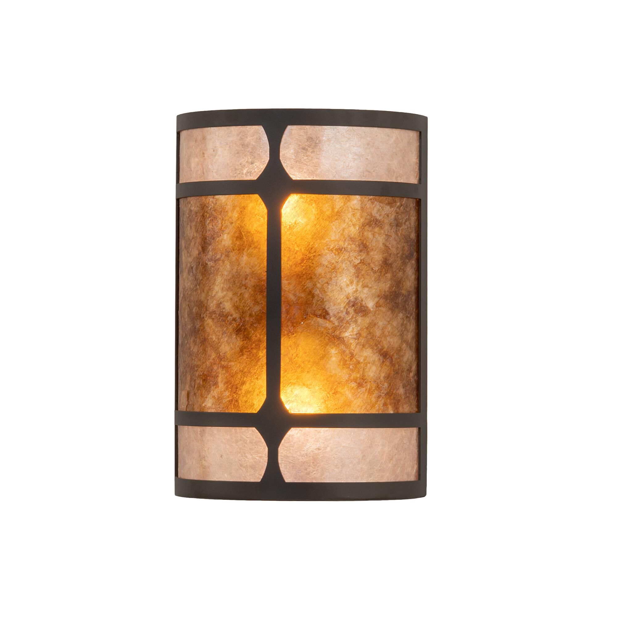 Shown in Wrought Iron finish and Amber Mica;Silver Mica glass