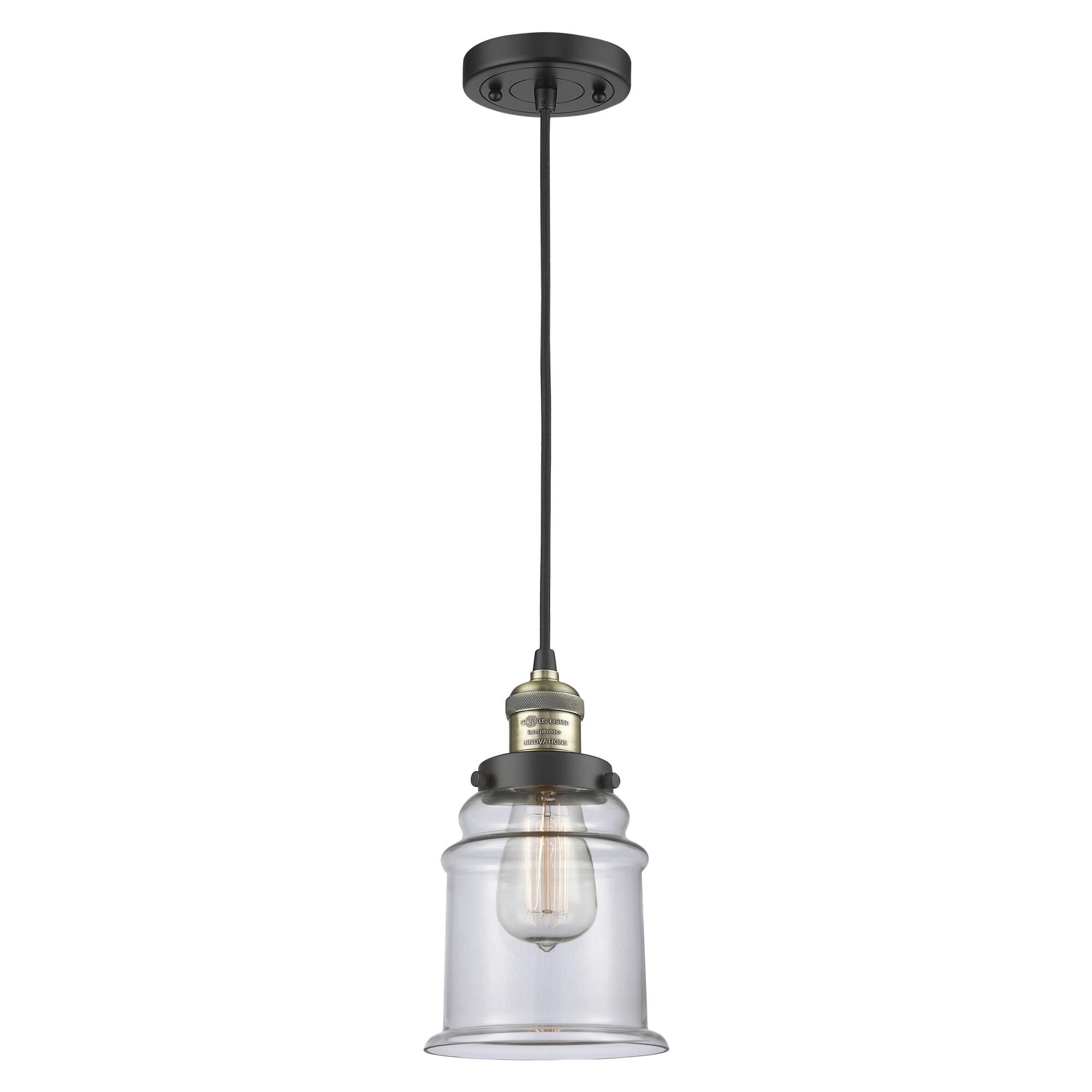 Shown in Black Antique Brass finish and Clear glass