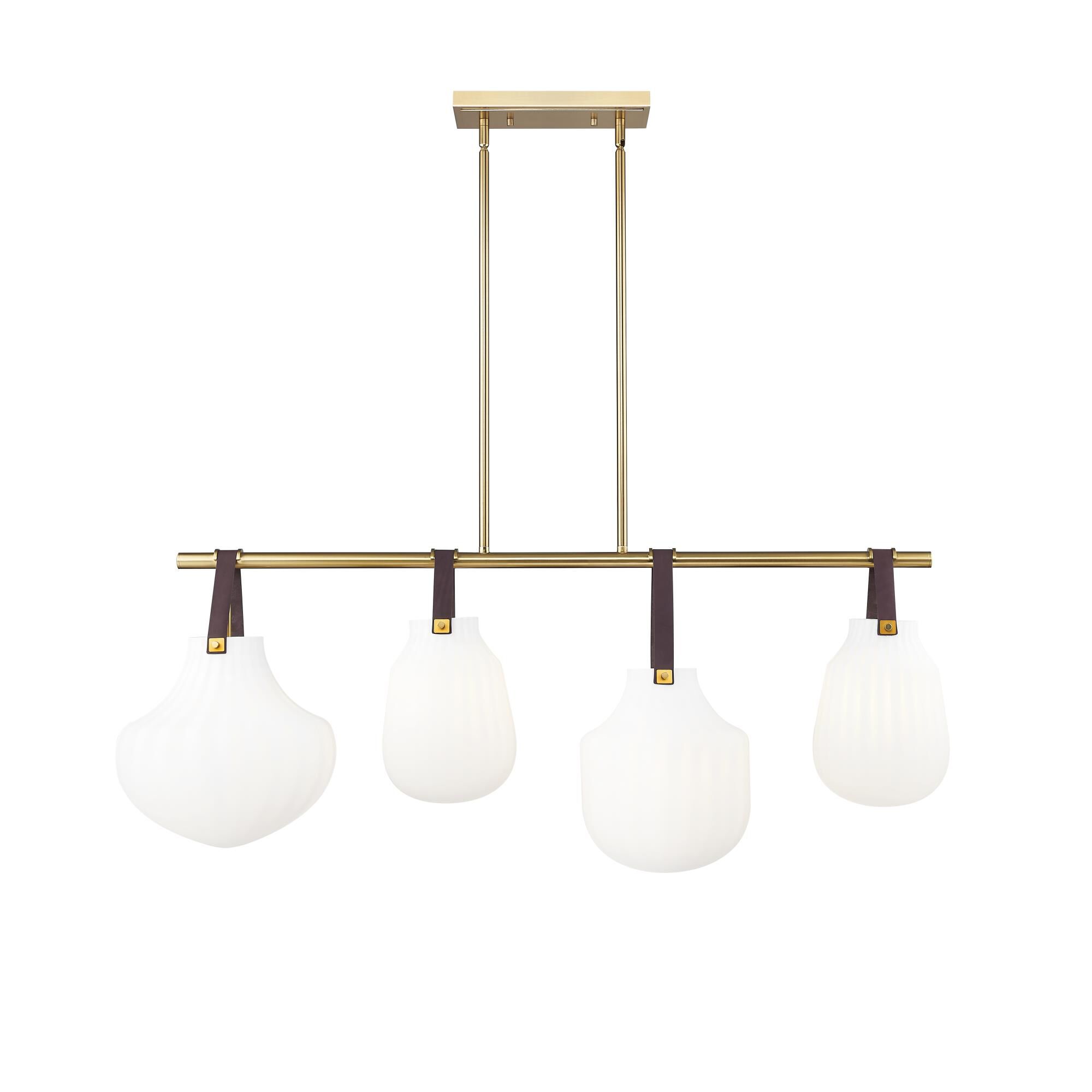 Shown in Modern Gold finish and White Opal glass and White Opal shade
