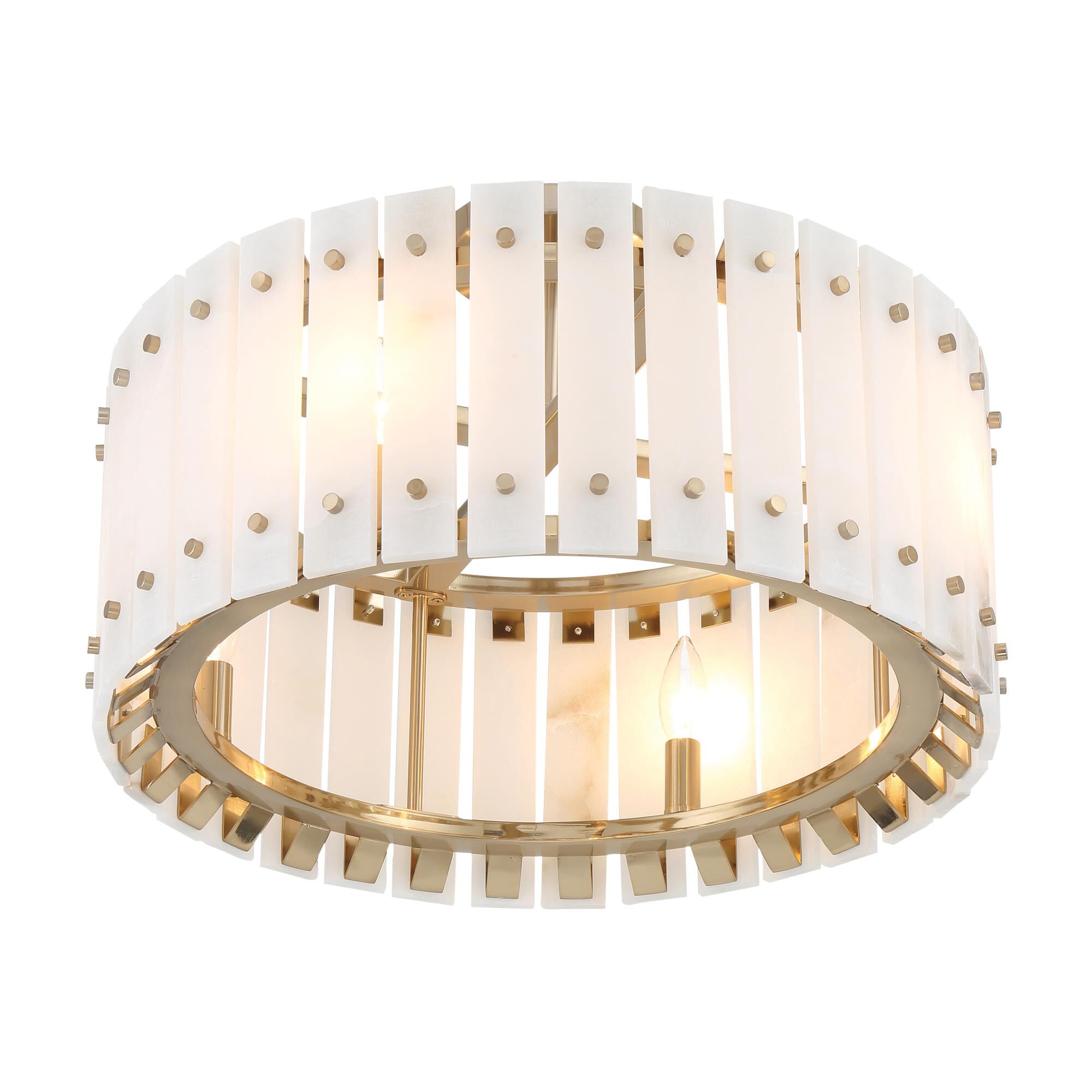 Shown in Celeste Brass finish and Alabaster White glass