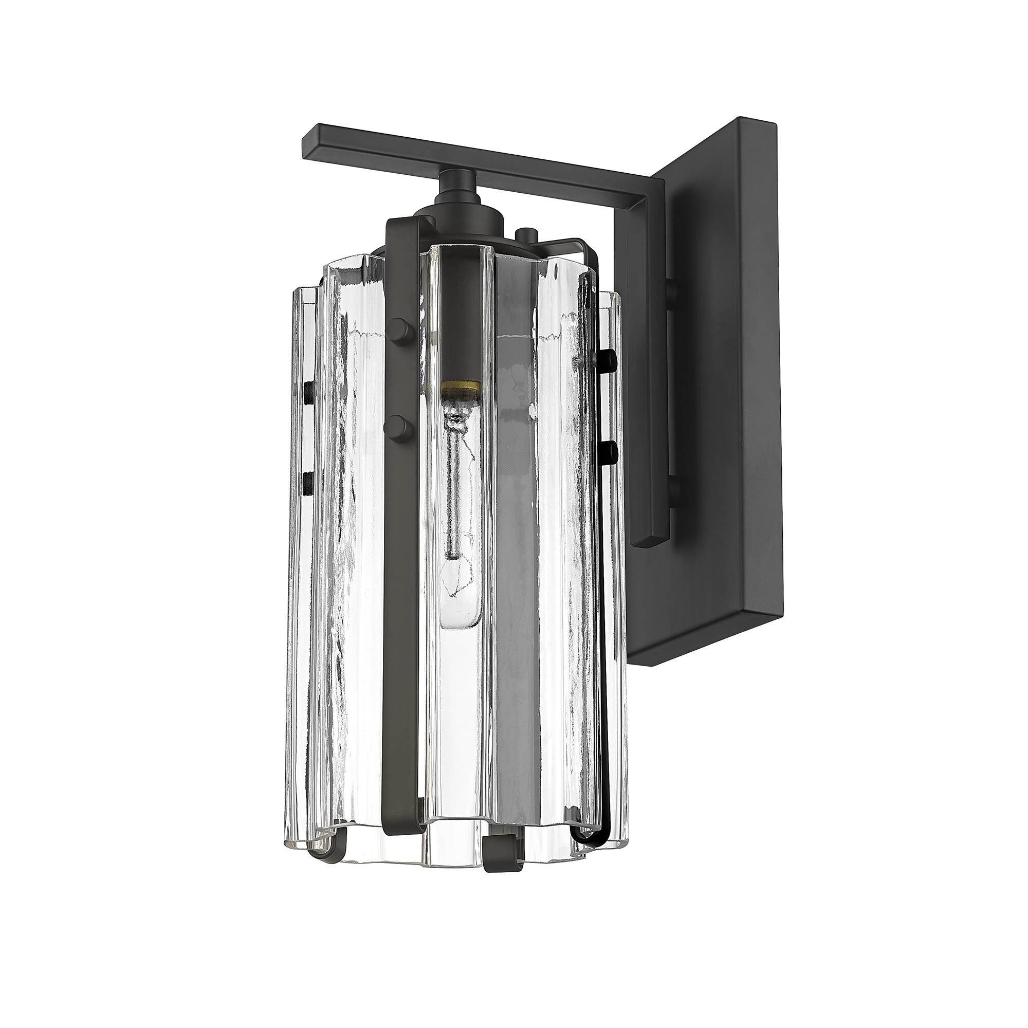 Shown in Matte Black finish and Clear glass and Clear shade