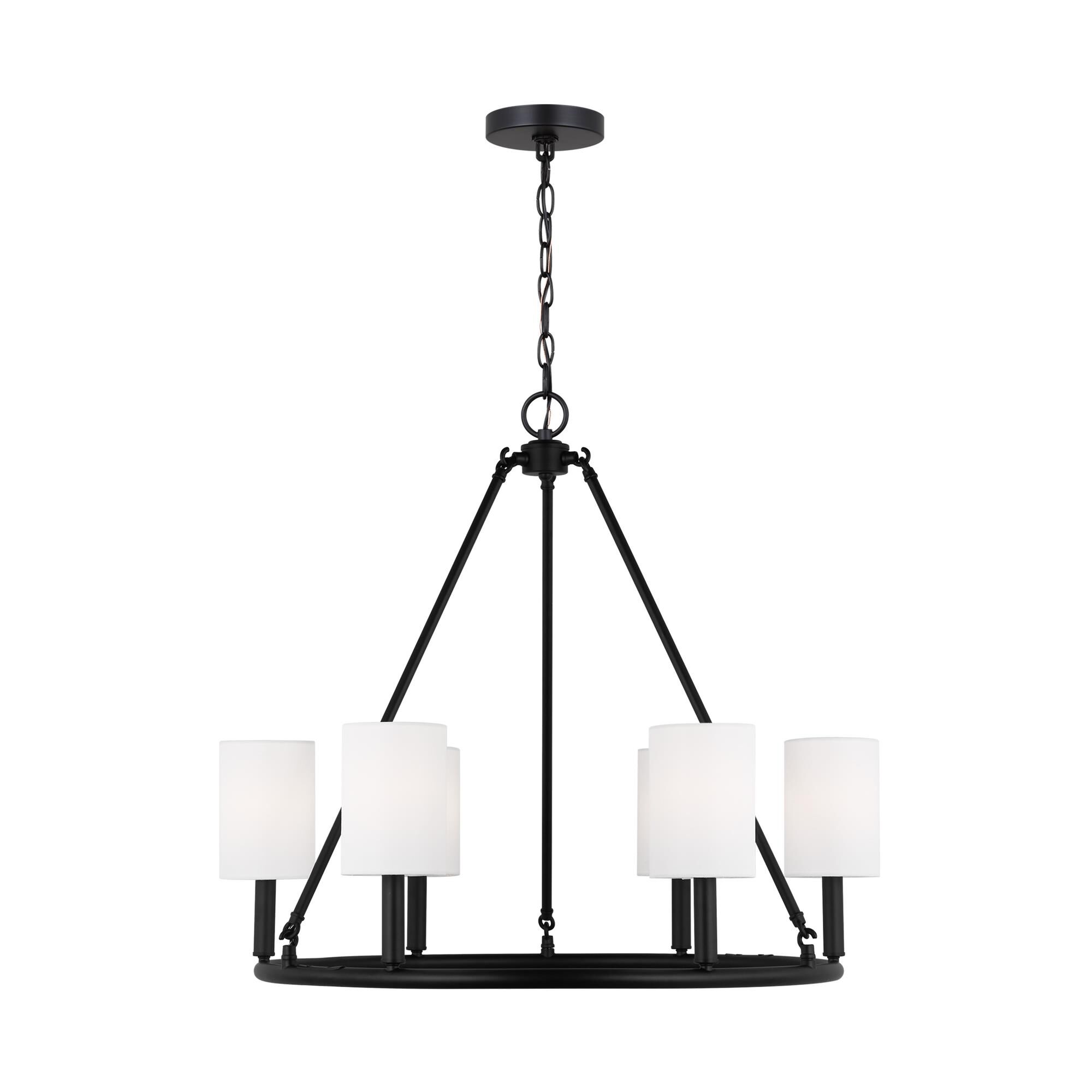 Shown in Midnight Black finish and White Linen Fabric s shade