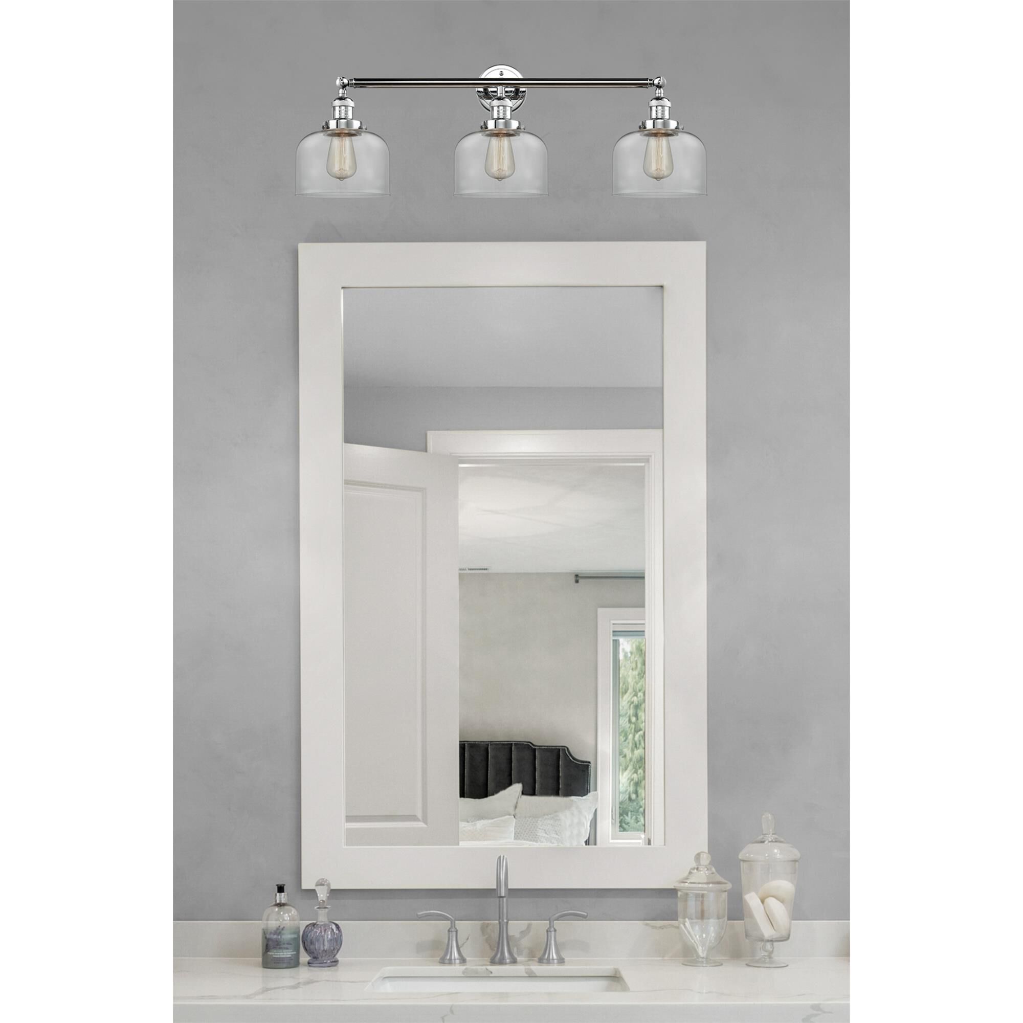 Shown in Polished Chrome finish and Clear glass