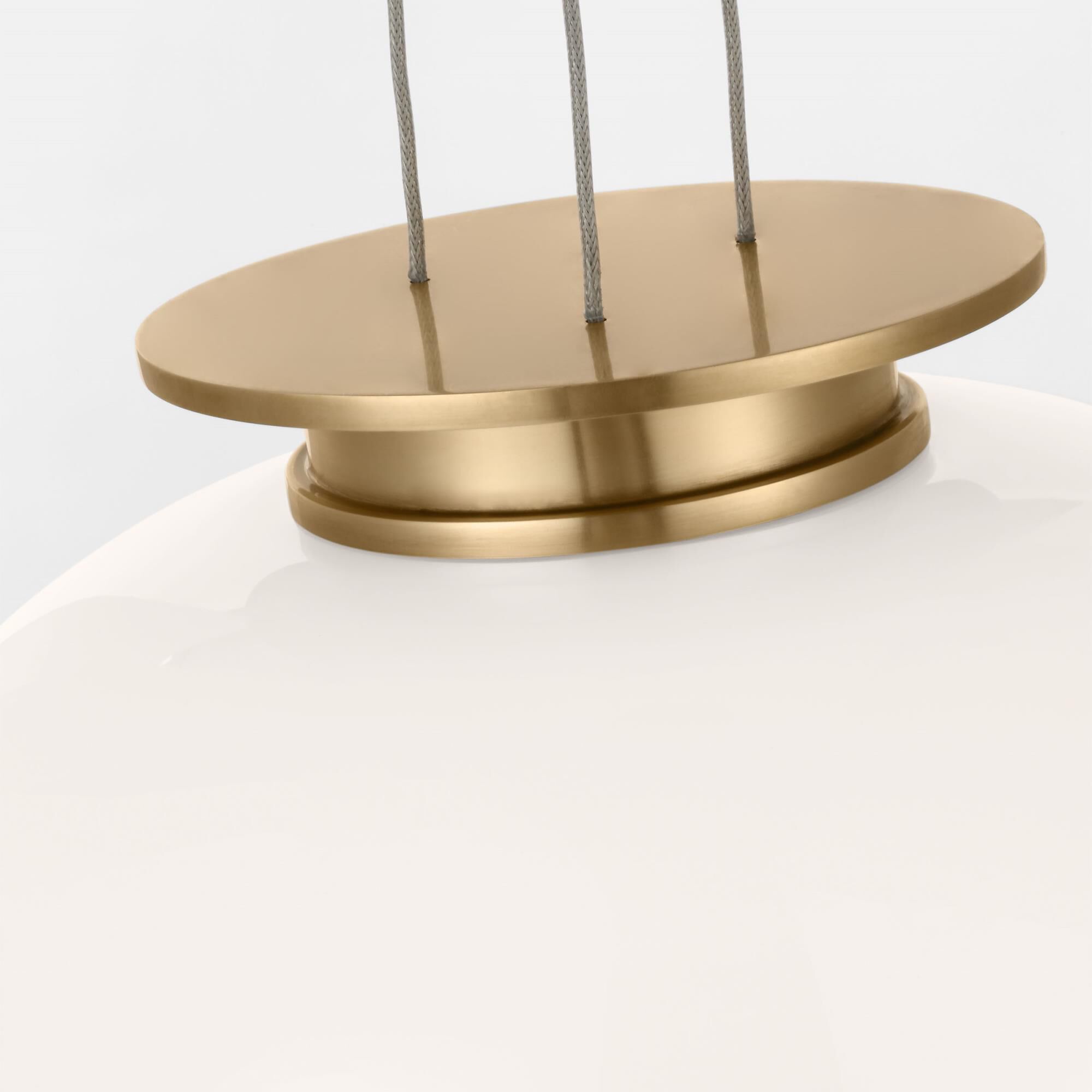 Shown in Hand Rubbed Antique Brass finish and Milk glass