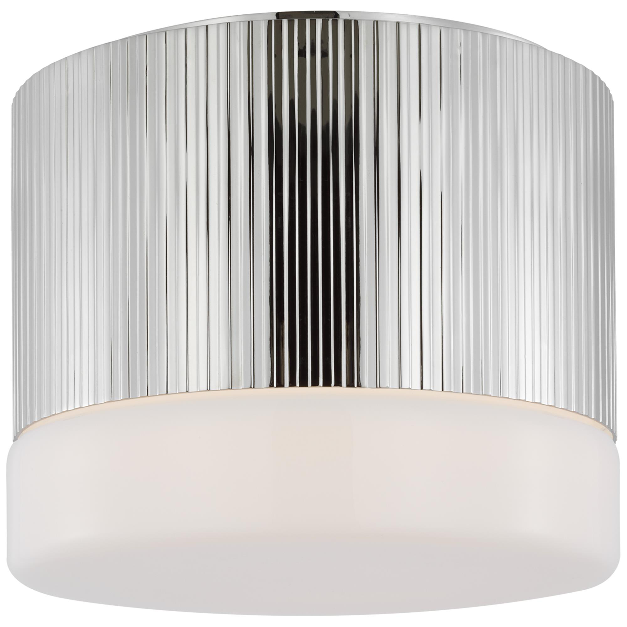 Shown in Polished Nickel finish and White glass