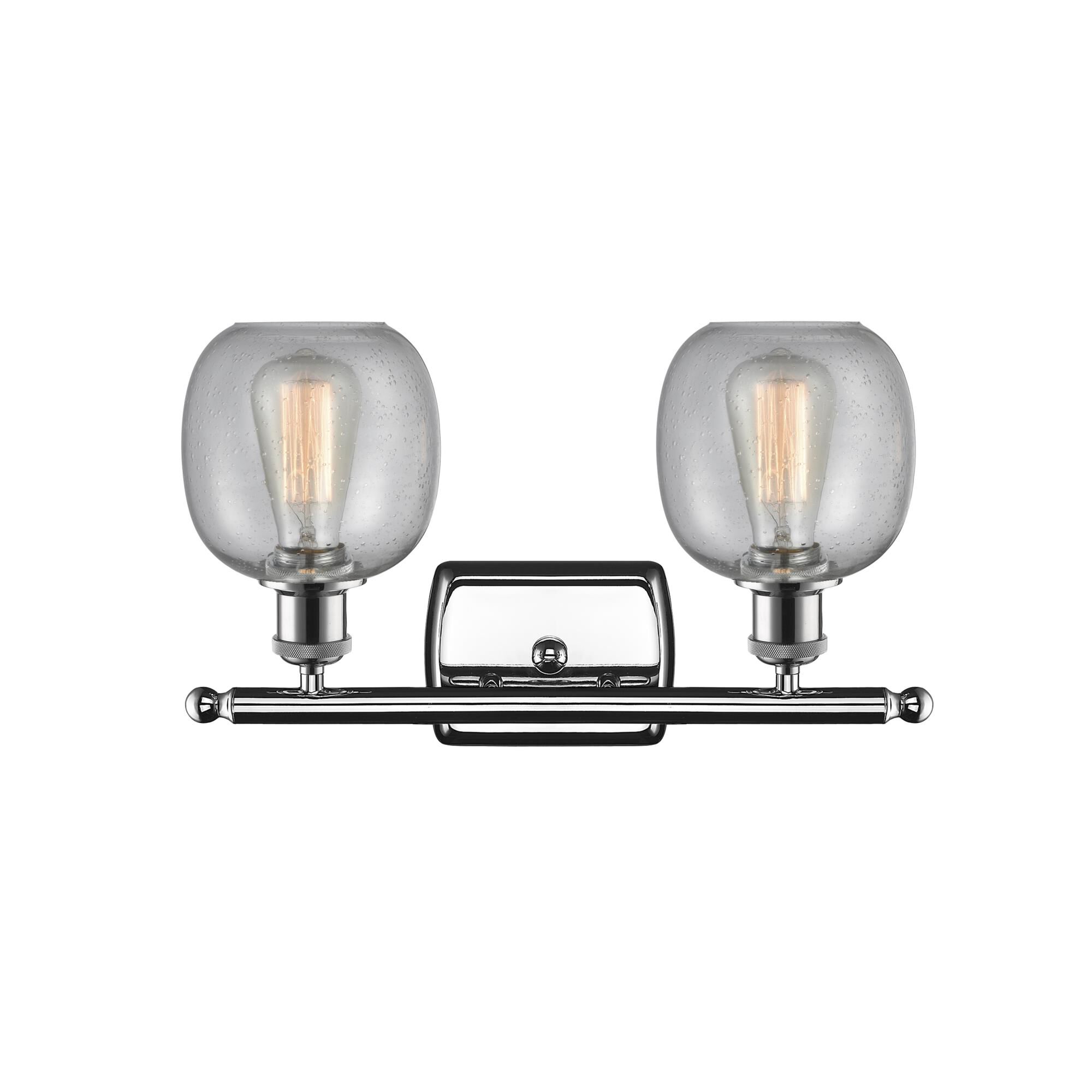 Shown in Polished Chrome finish and Clear Seedy glass