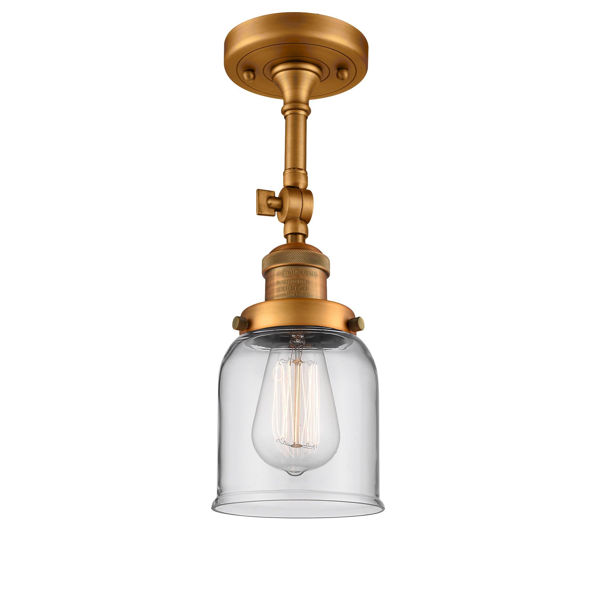 Shown in Brushed Brass finish and Clear glass and None accent