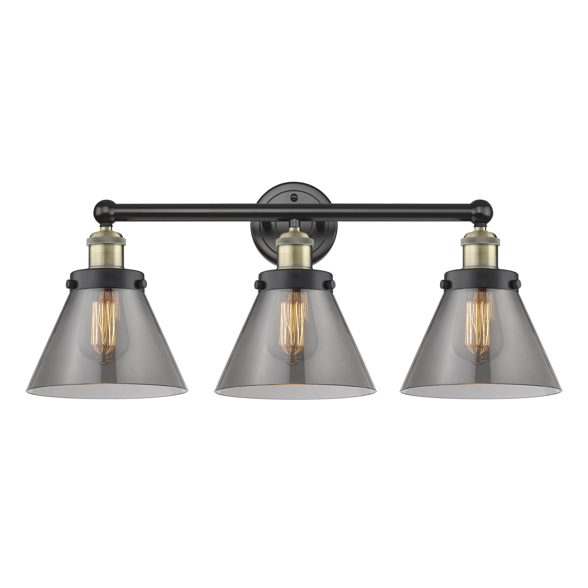 Shown in Black Antique Brass finish and Plated Smoke glass