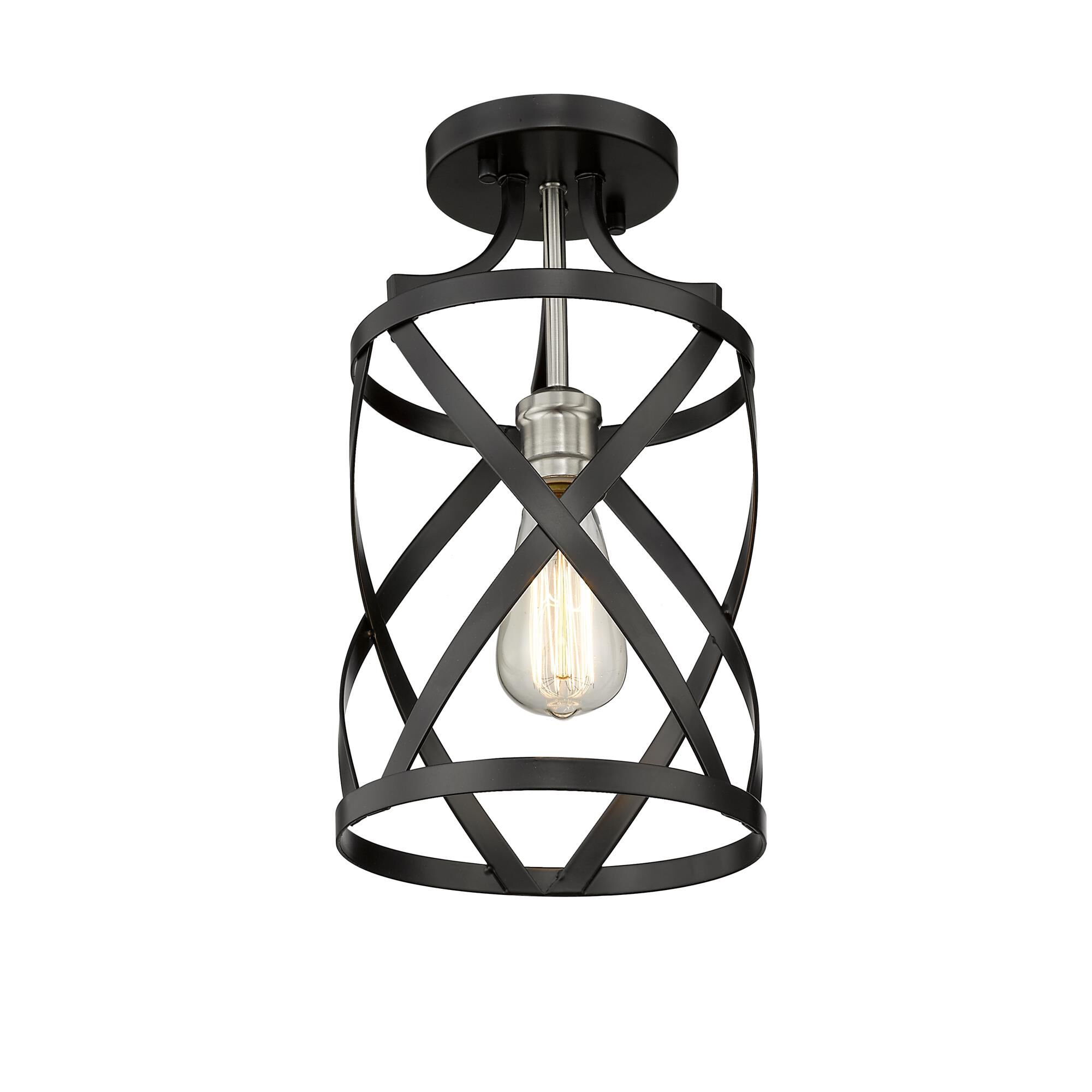 Shown in Matte Black + Brushed Nickel finish and --- glass and --- shade
