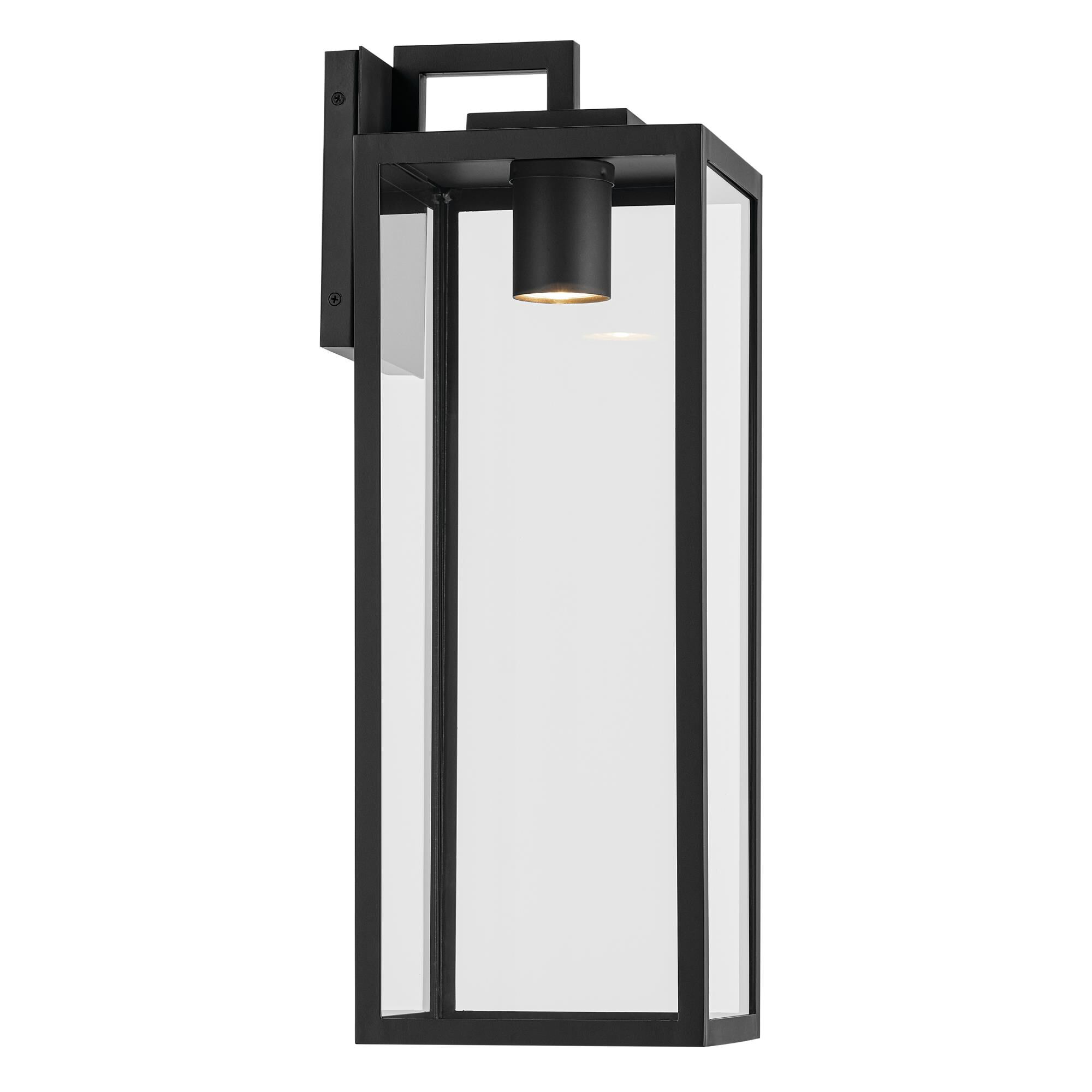 Shown in Textured Black finish and Clear glass and Metal shade