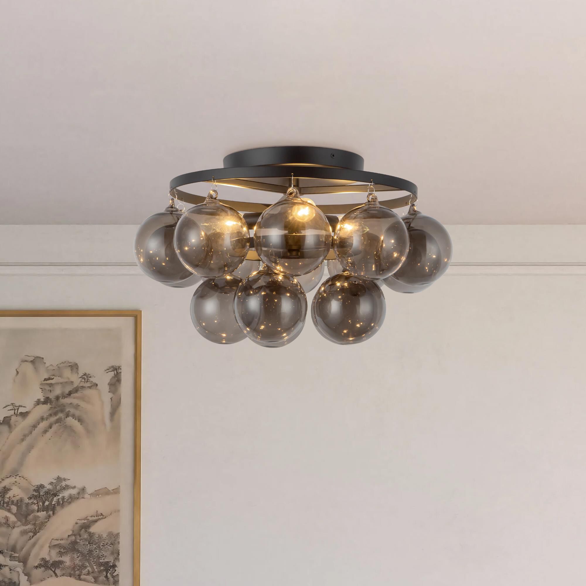 Peyton Fox Faye 18 Inch Semi Flush Mount by Alora Mood