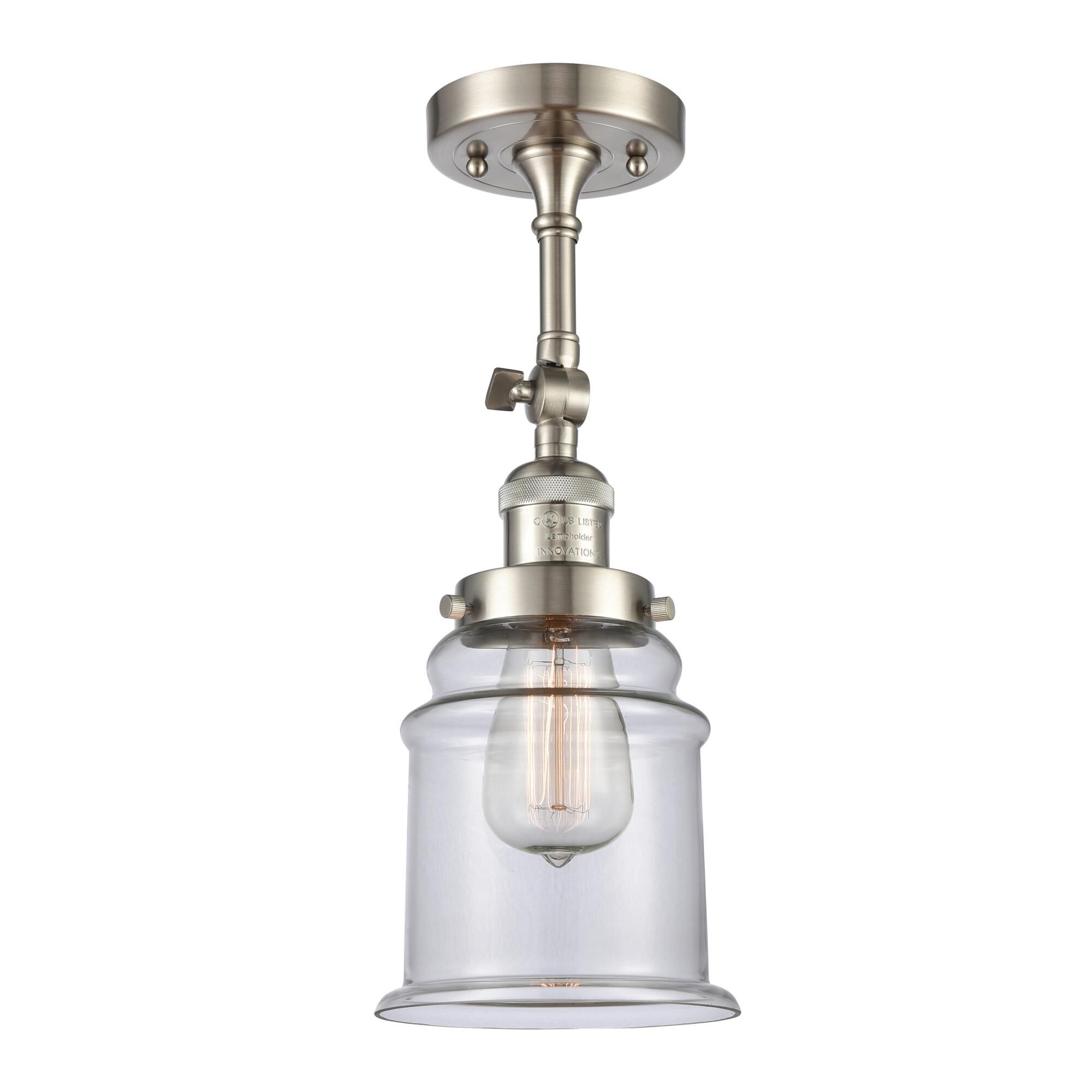 Shown in Brushed Satin Nickel finish and Clear glass and None accent