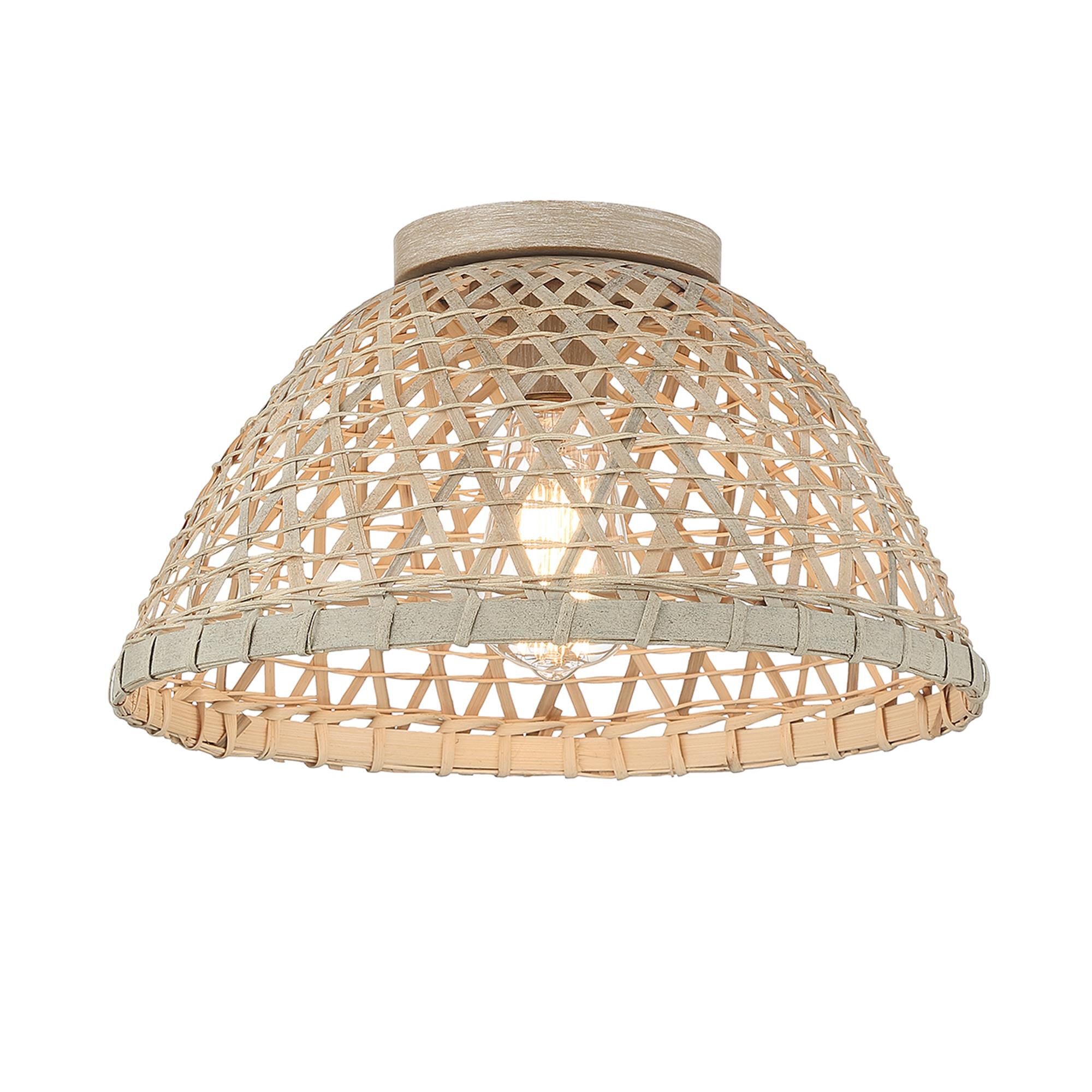 Shown in Matte Black and Natural Rattan finish and Natural Rattan shade