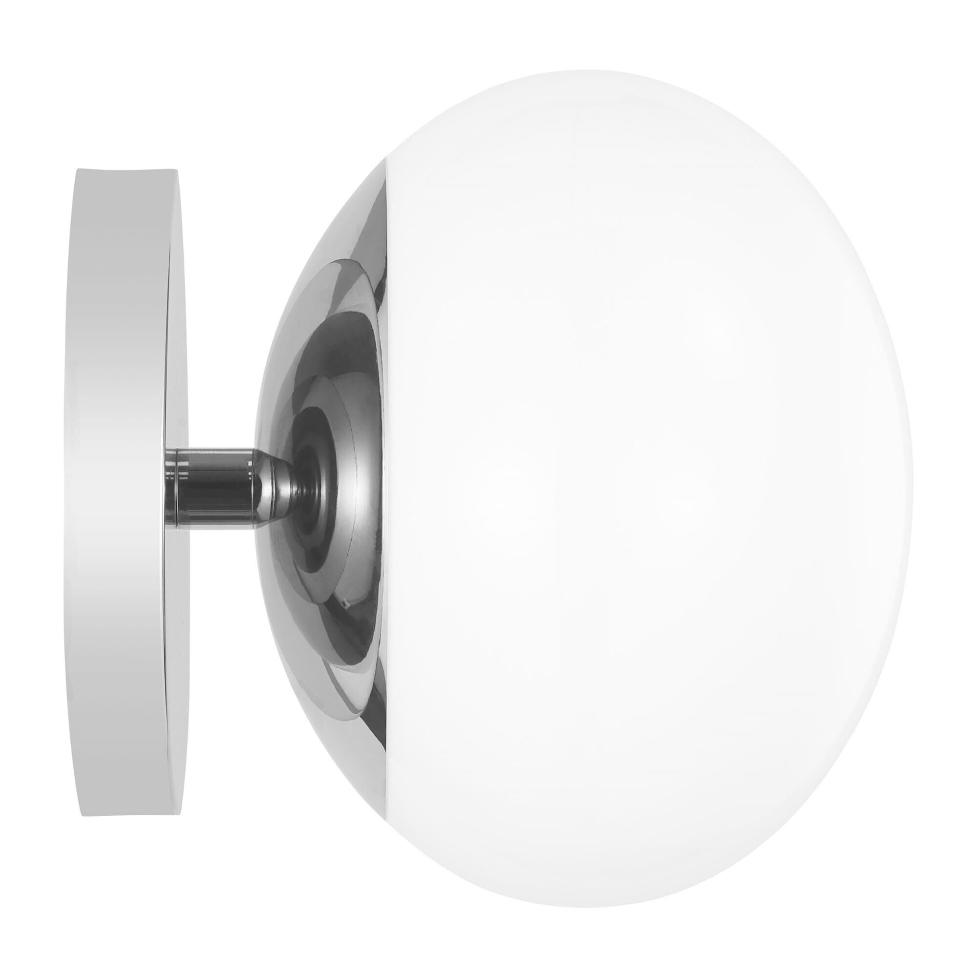 Shown in Chrome finish and Milk glass