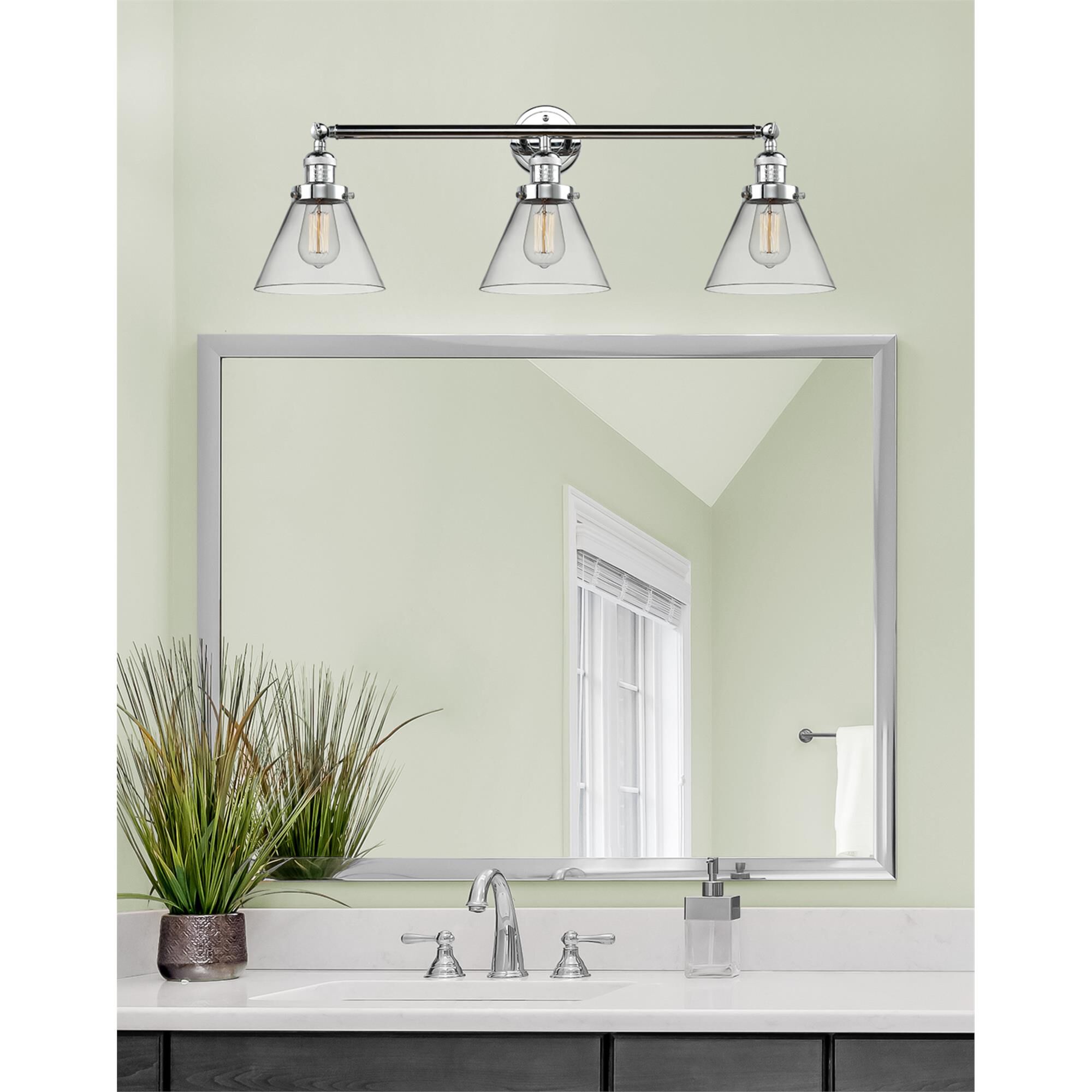 Shown in Polished Chrome finish and Clear glass