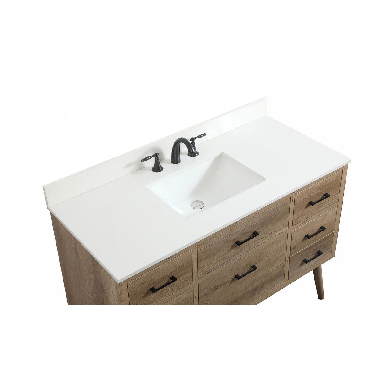 Shown in Natural Oak finish and With Backsplash accent