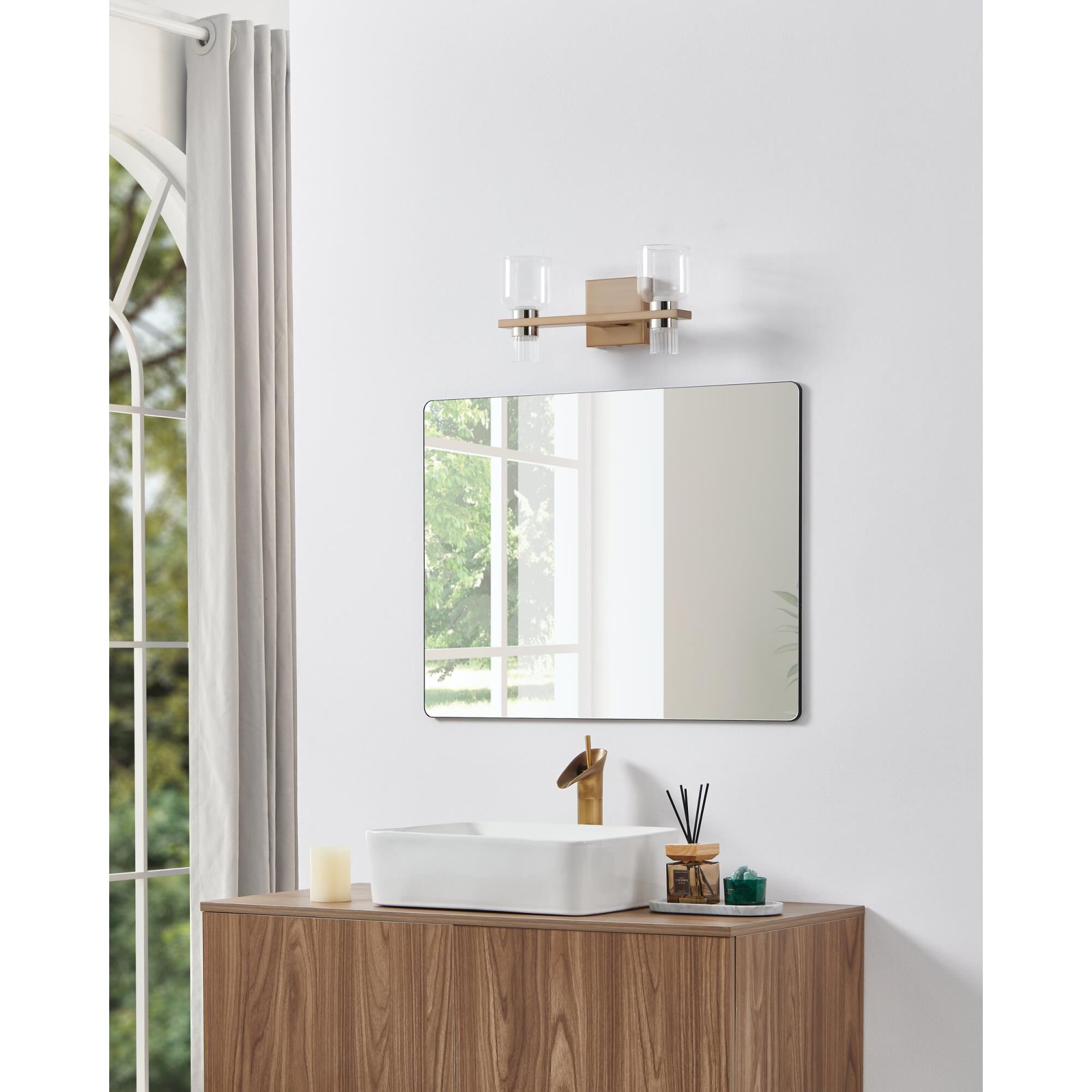 Shown in Champagne Gold finish and Clear, Clear Ribbed glass