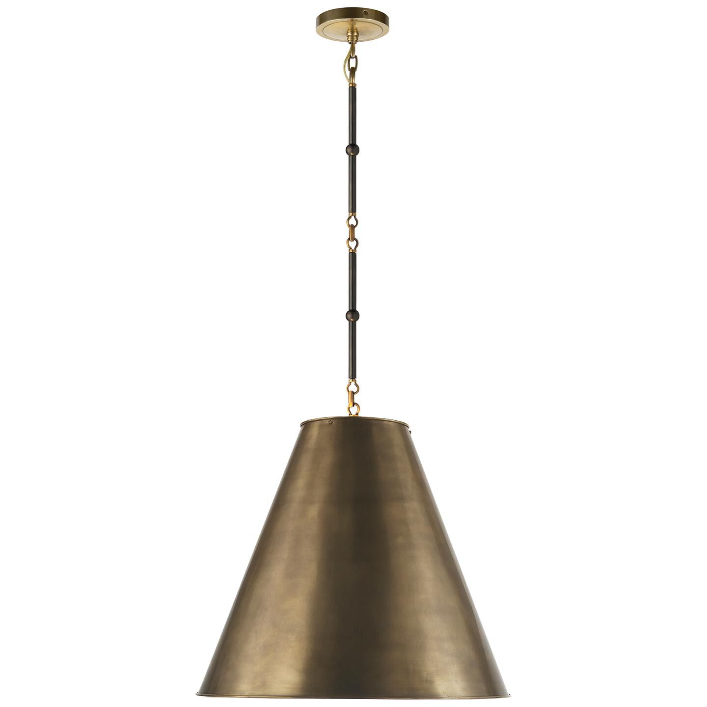 Shown in Bronze With Antique Brass finish and Antique Brass shade