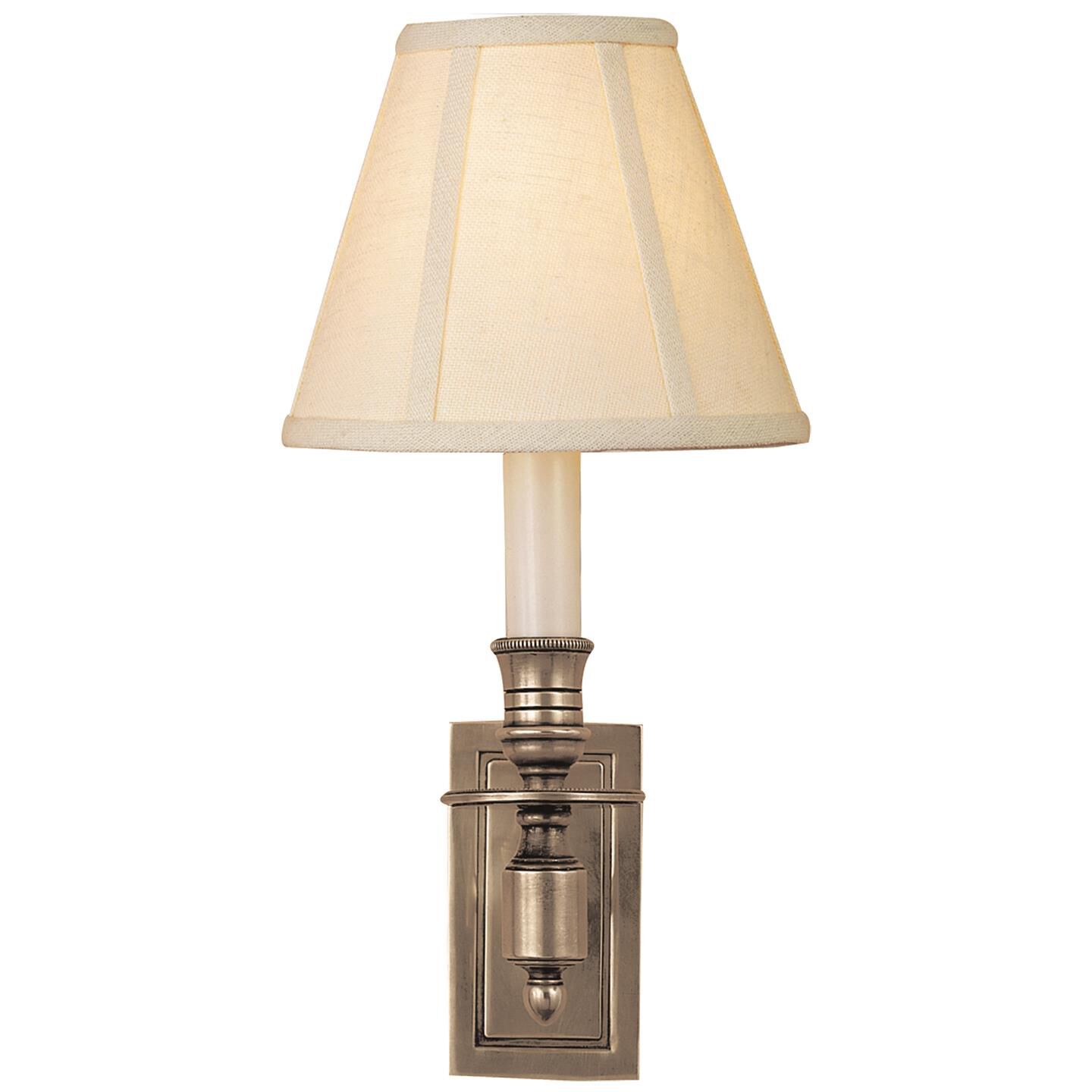 Shown in Antique Nickel finish and Linen shade