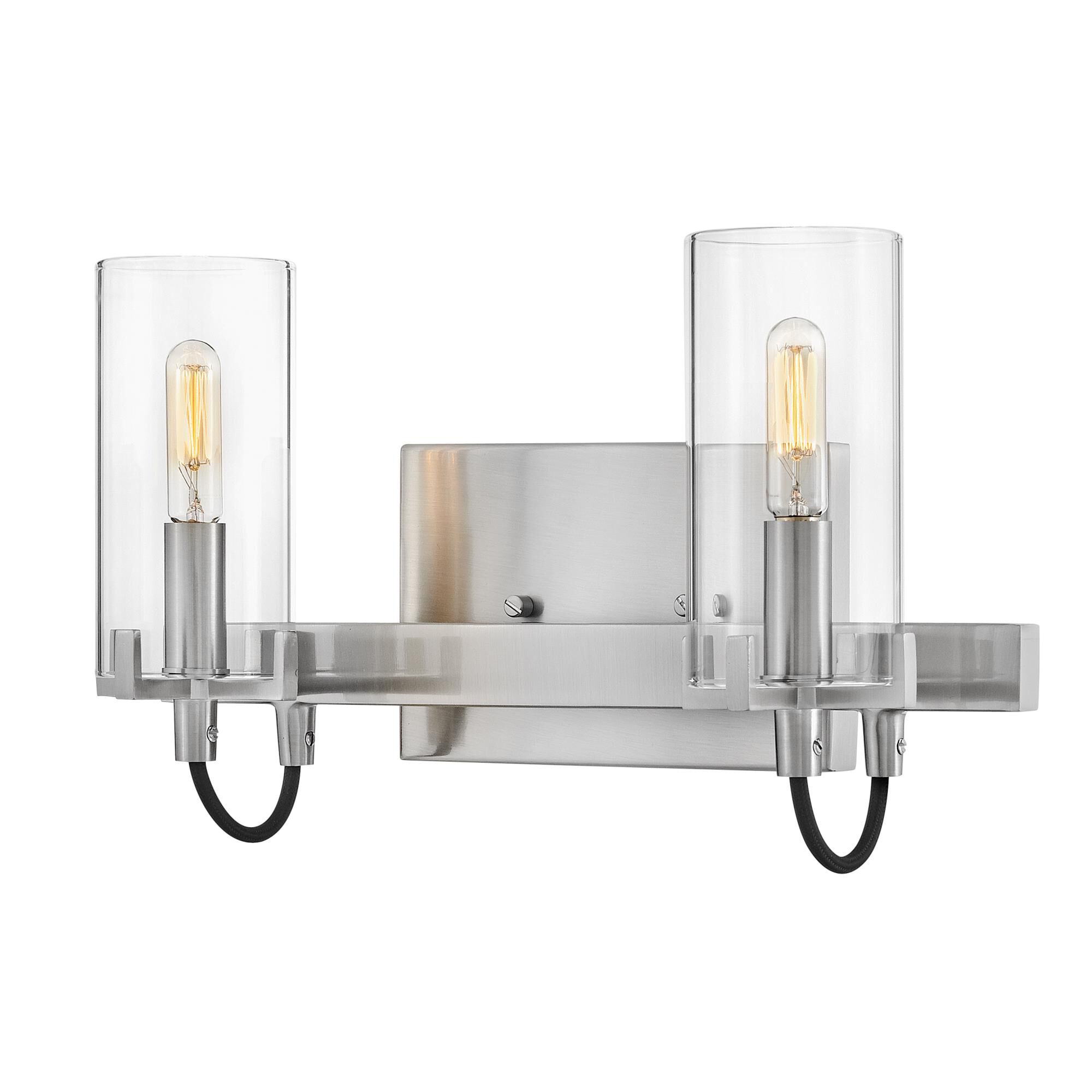 Shown in Brushed Nickel finish and Clear glass