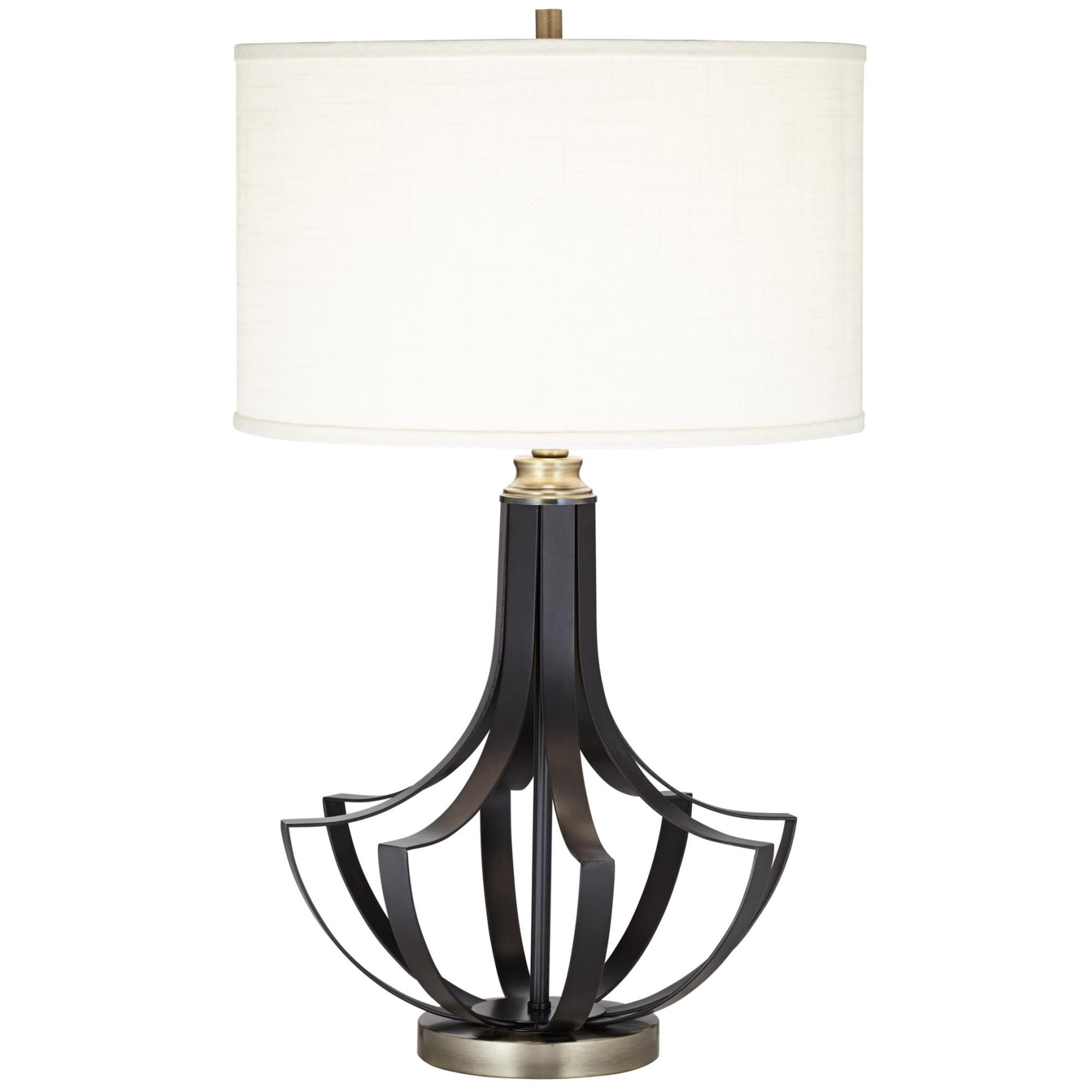 Shown in Black finish and Linen shade