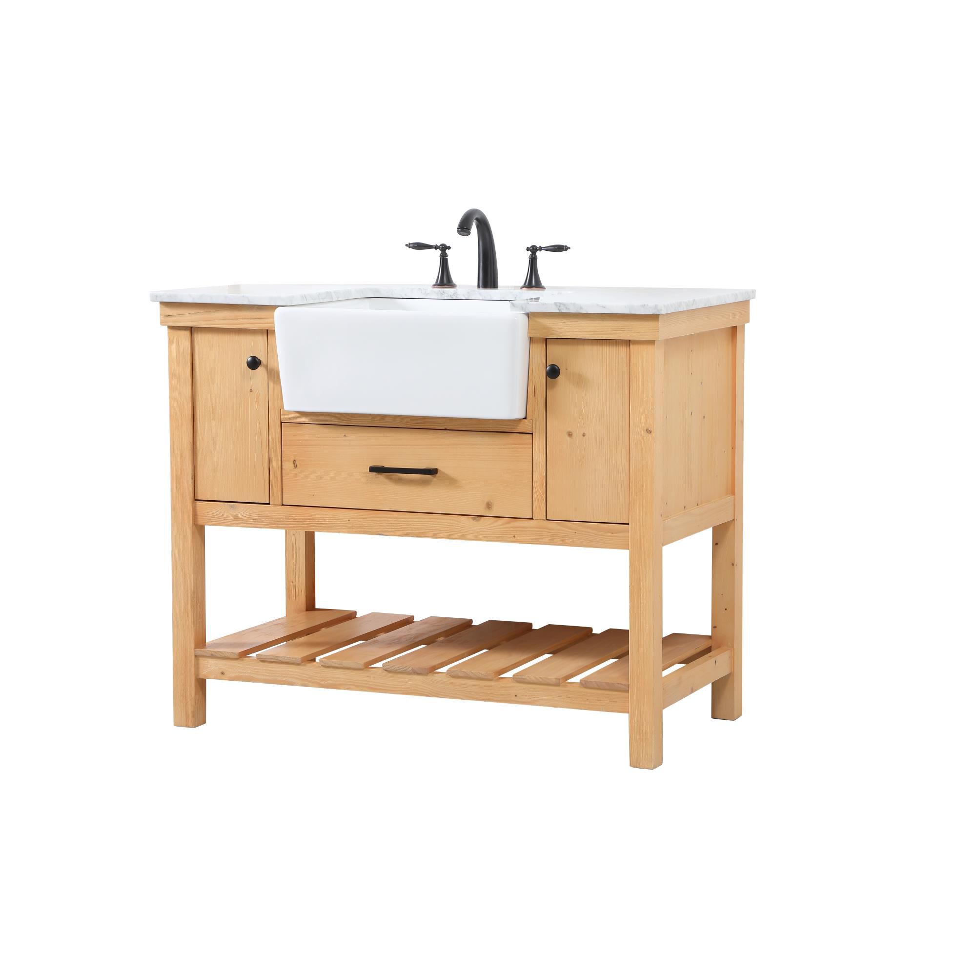 Shown in Natural Wood finish and Without Backsplash accent