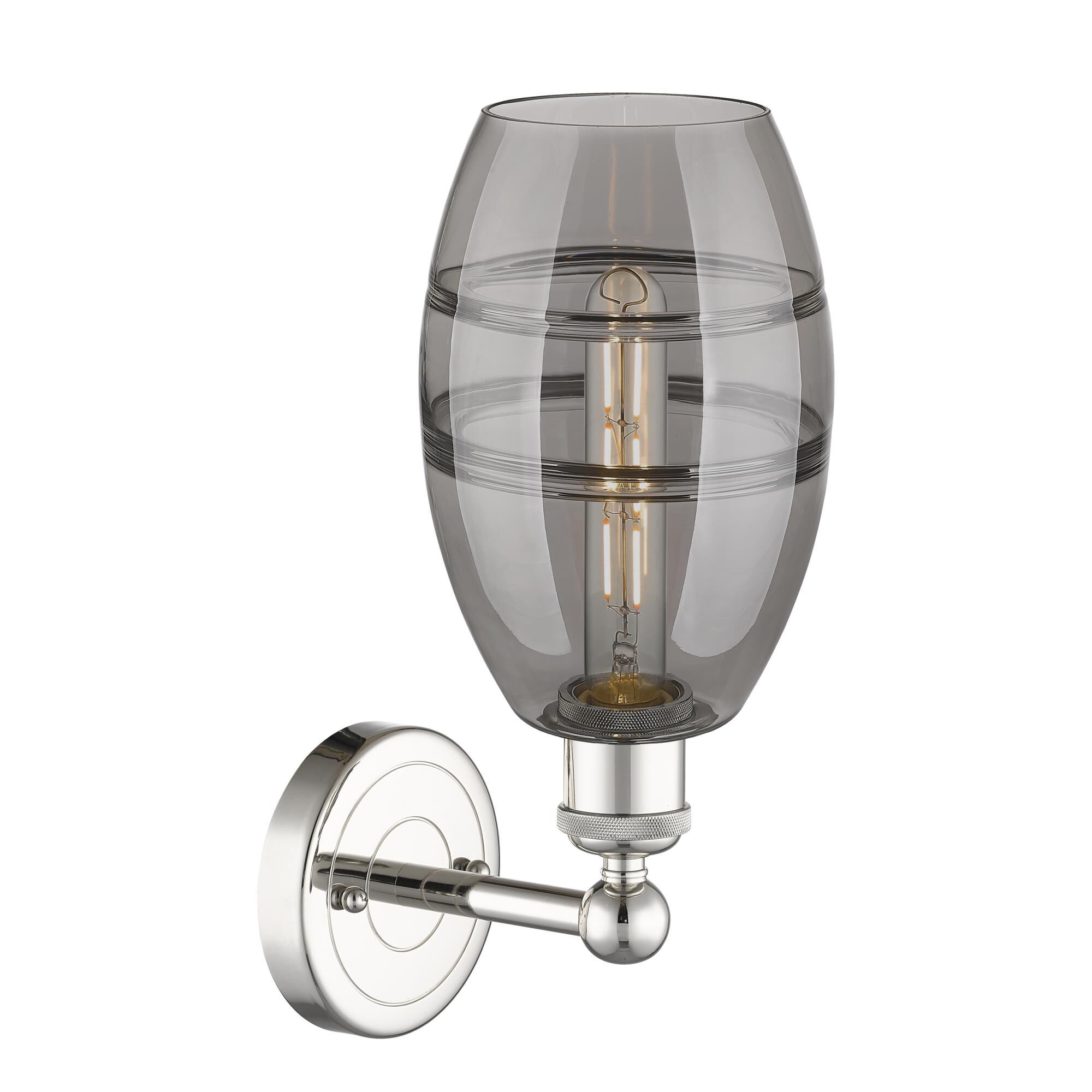Shown in Polished Nickel finish and Light Smoke glass