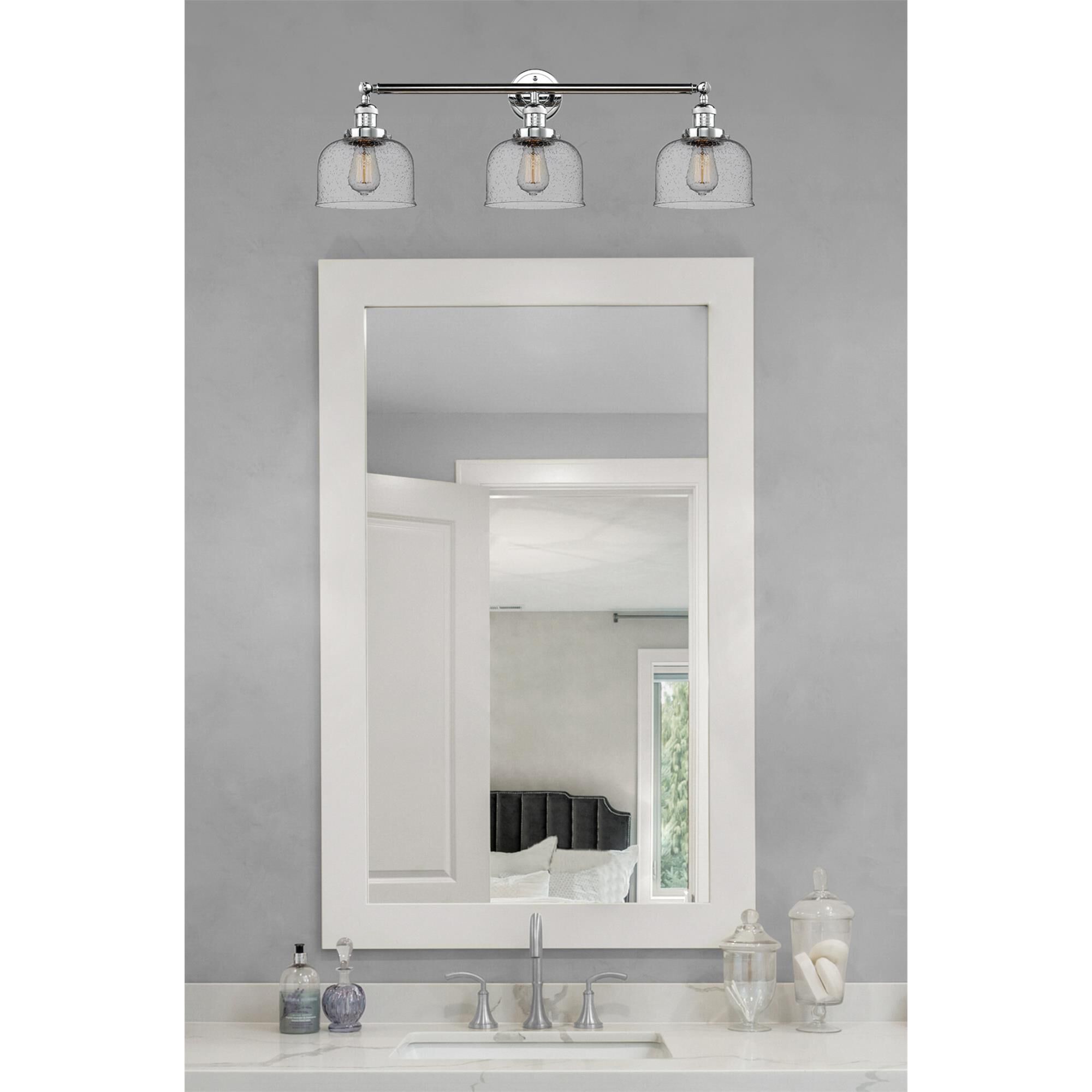 Shown in Polished Chrome finish and Seedy glass