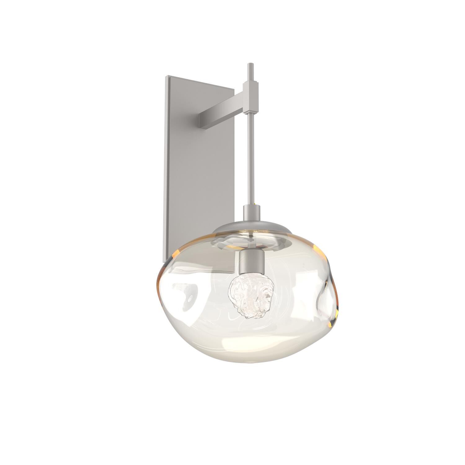 Shown in Metallic Beige Silver finish and Amber Floret glass