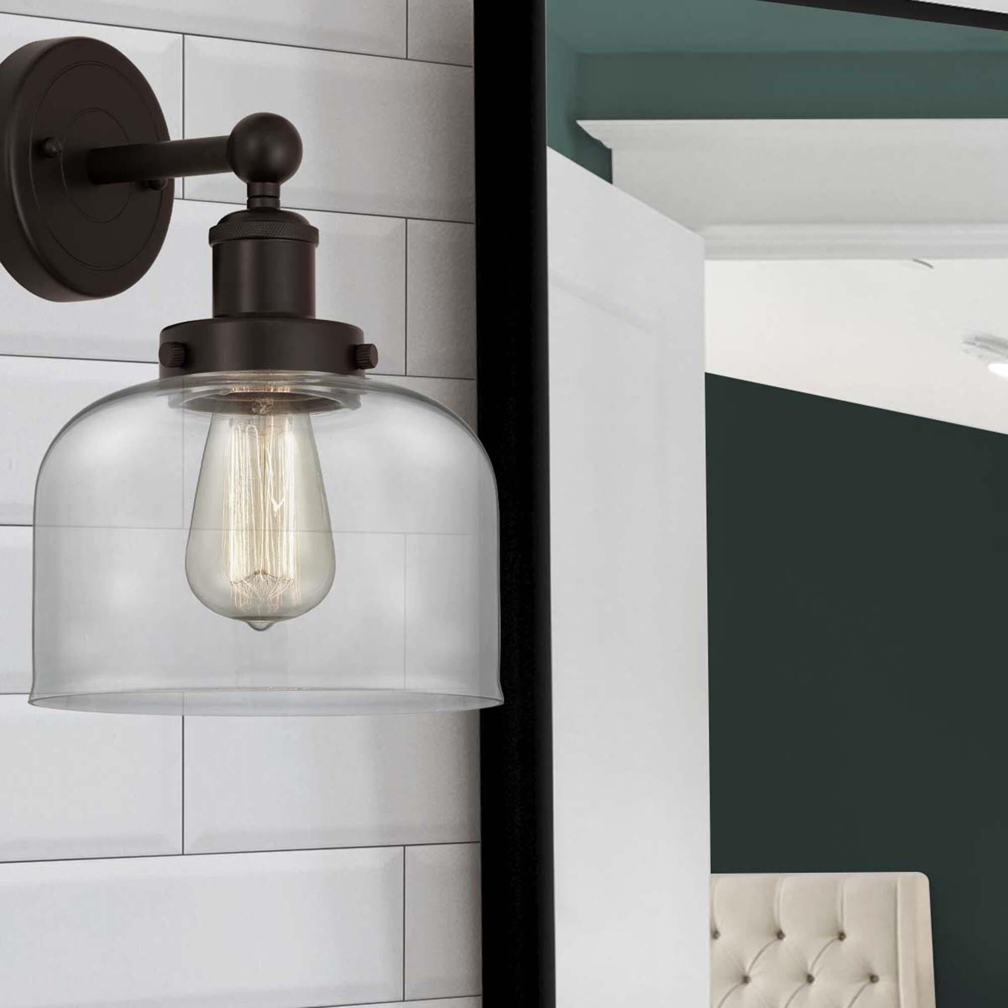 Shown in Oil Rubbed Bronze  finish and Clear glass