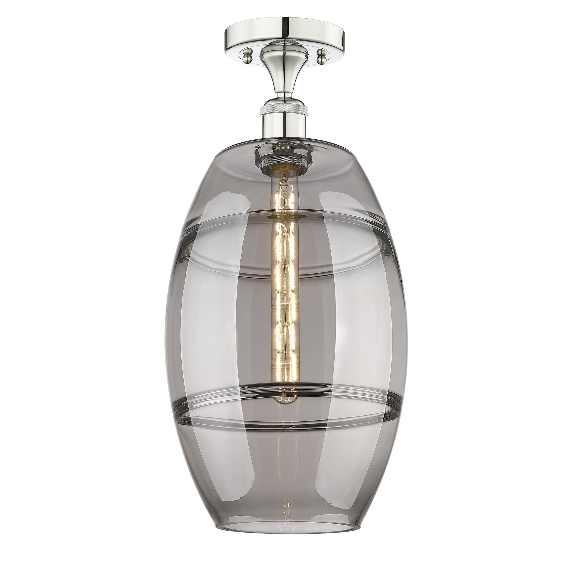 Shown in Polished Nickel finish and Light Smoke glass