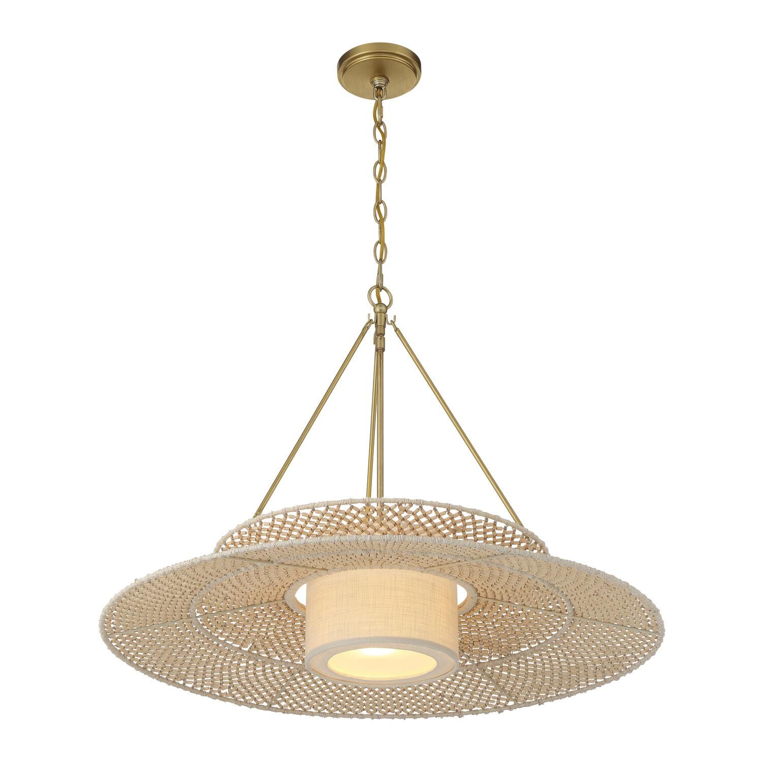 Shown in Soft Gold finish and Linen glass and Linen shade