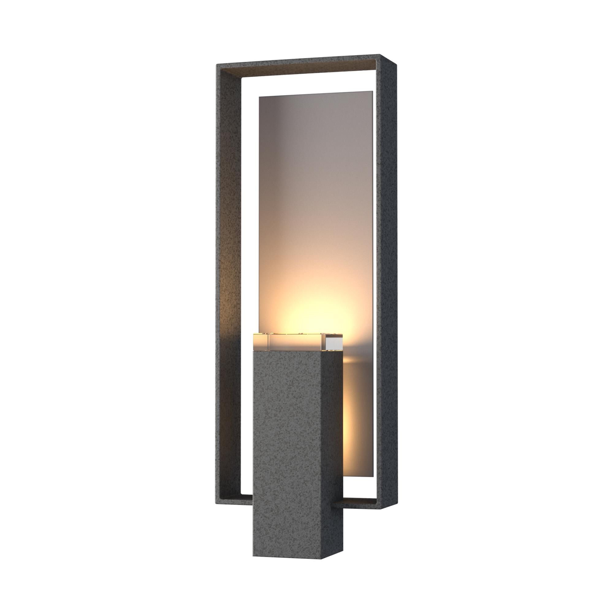 Shown in Natural Iron finish and Clear  glass and Coastal Burnished Steel accent