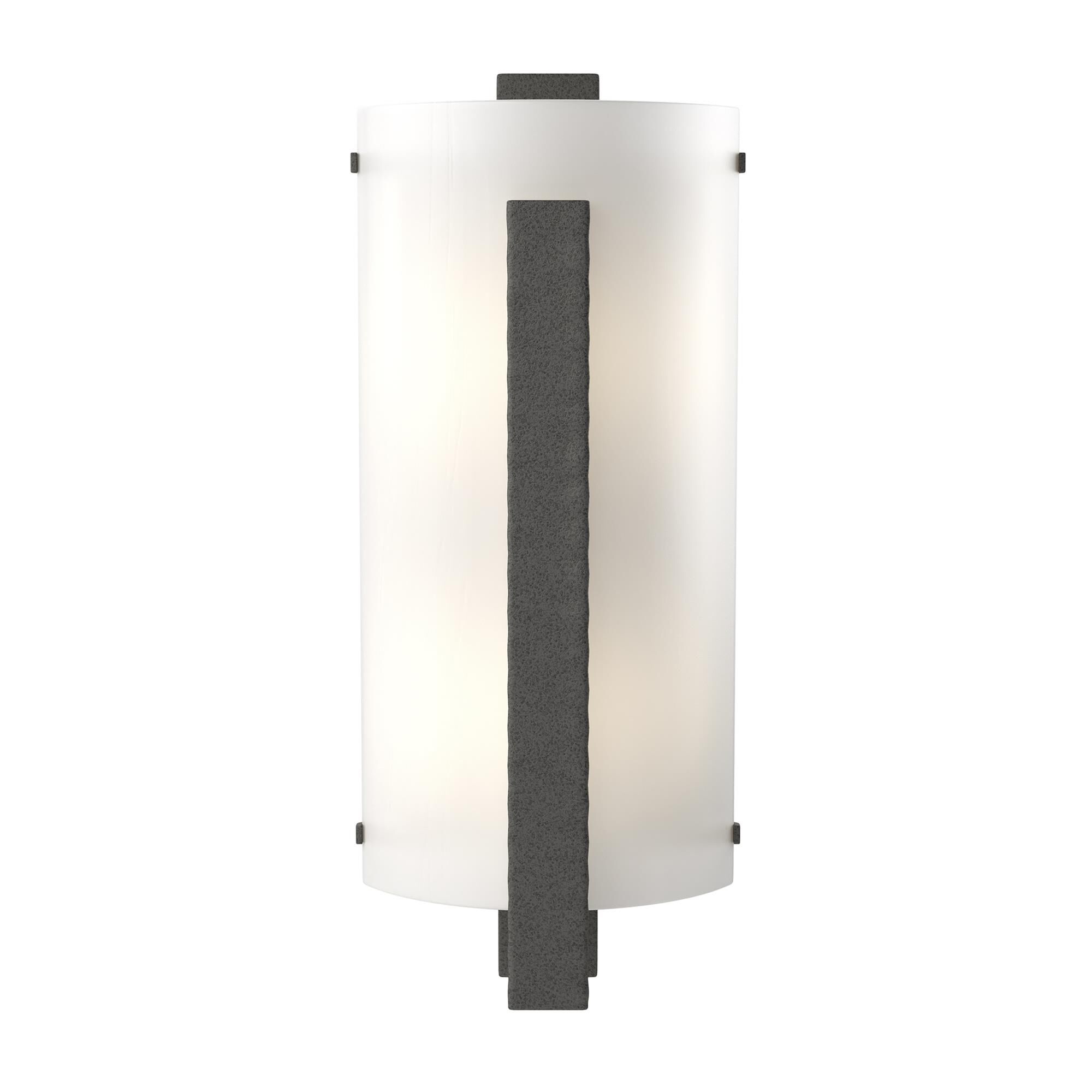 Shown in Natural Iron finish and White Art  glass