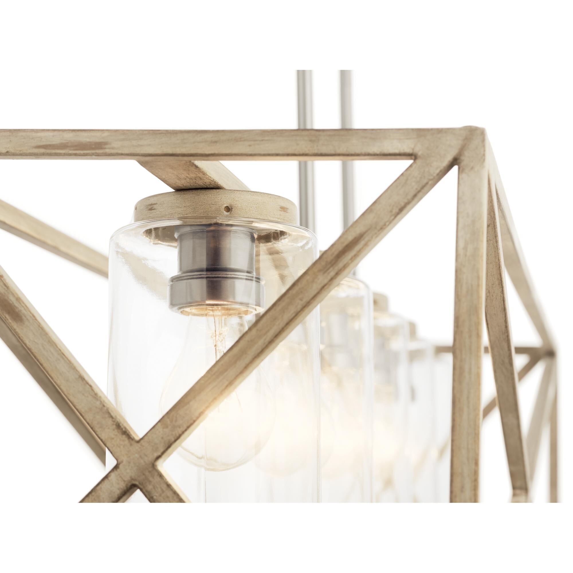 Shown in Distressed Antique White finish and Clear glass