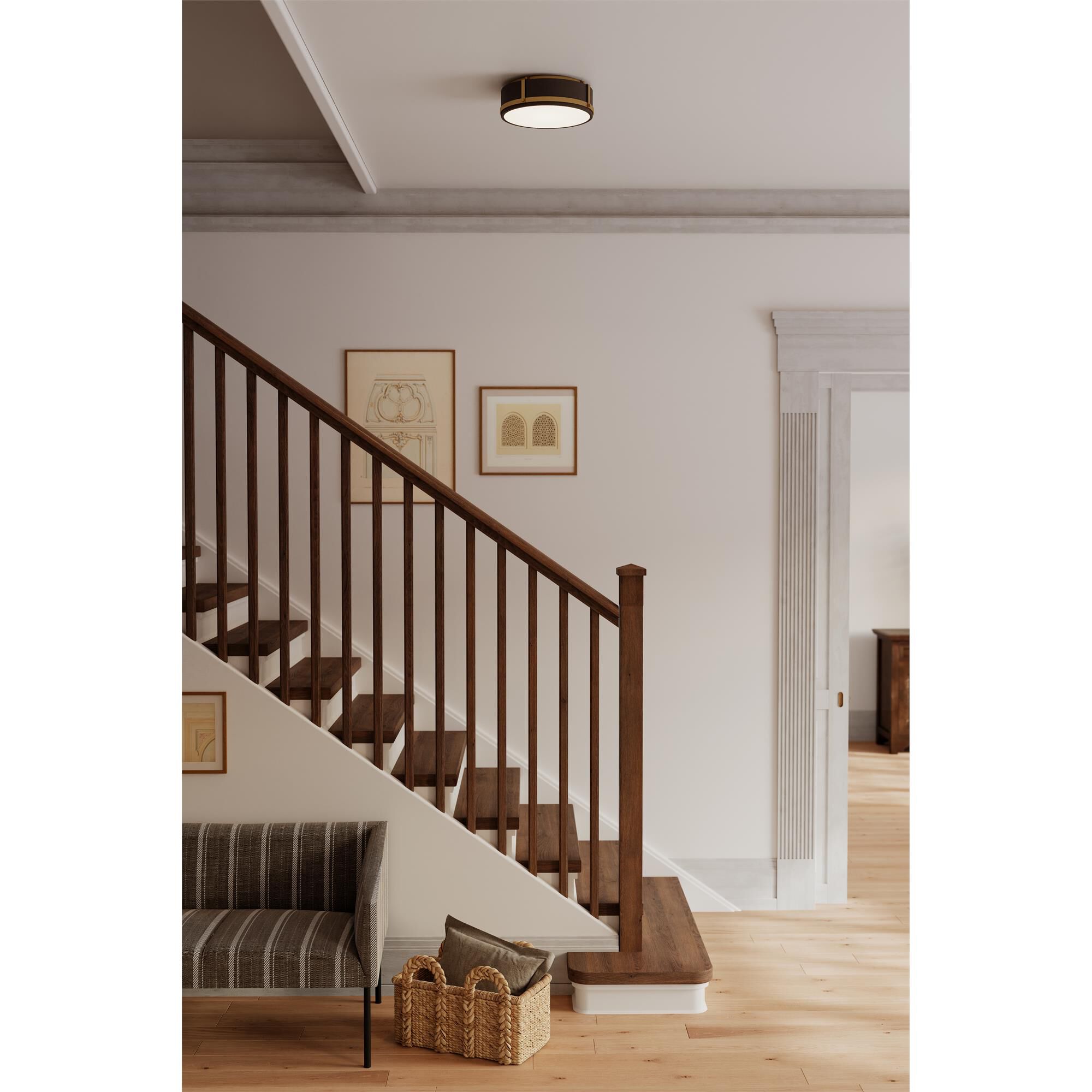 Shown in Legacy Brass and Dark Bronze finish and Etched Opal glass