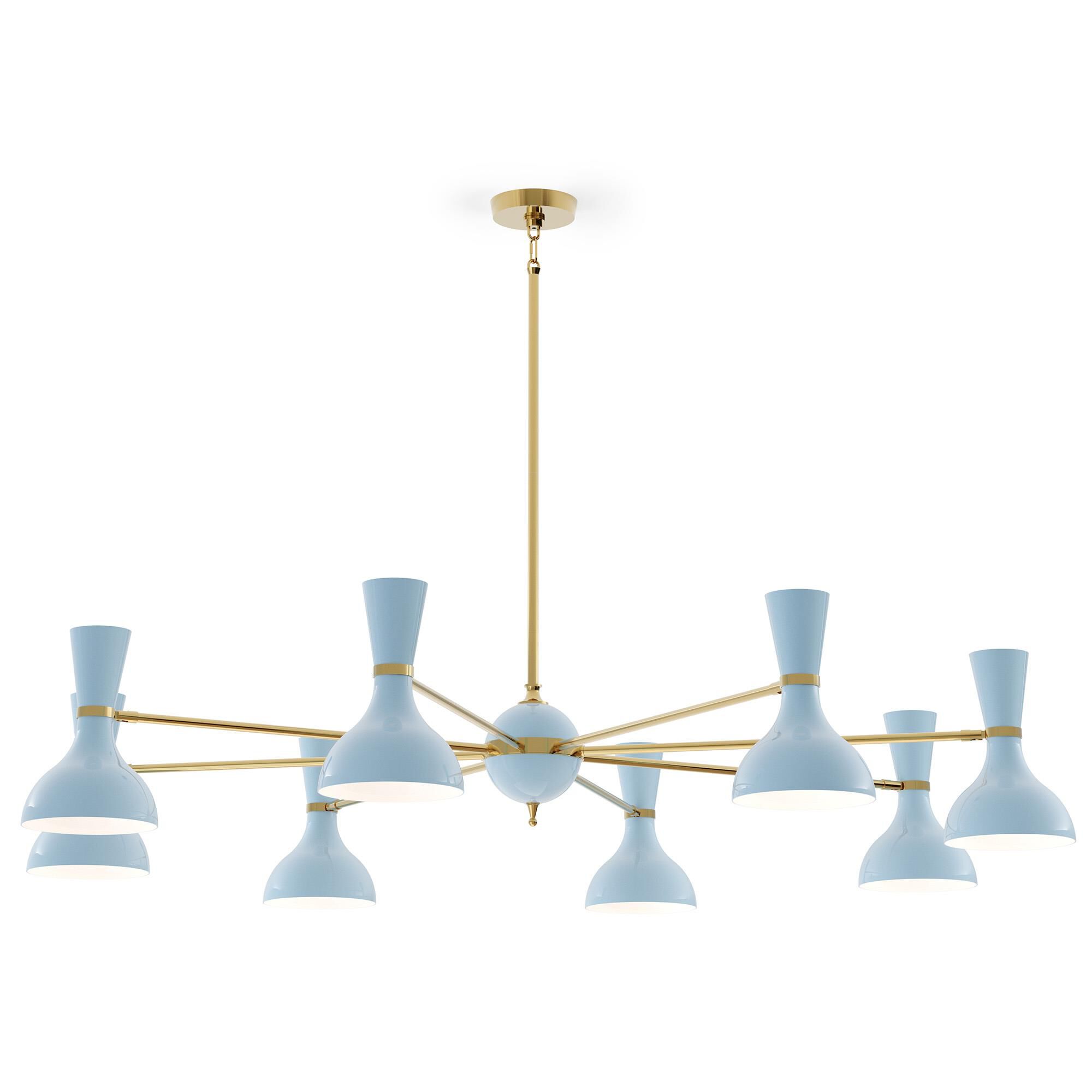 Shown in Modern Brass finish and Baby Blue shade
