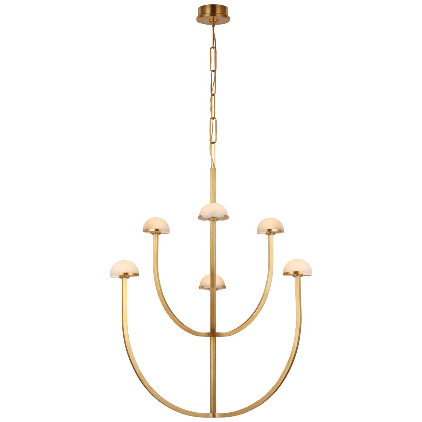 Shown in Antique-Burnished Brass finish and Alabaster shade
