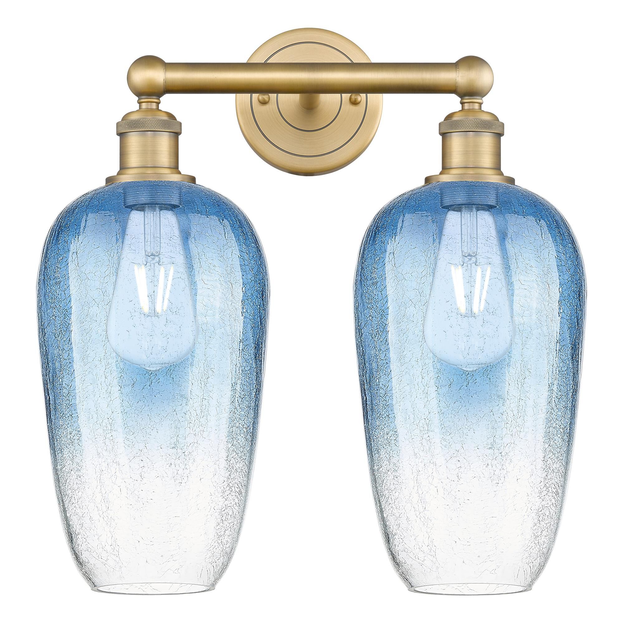 Shown in Brushed Brass finish and Sapphire Blue glass