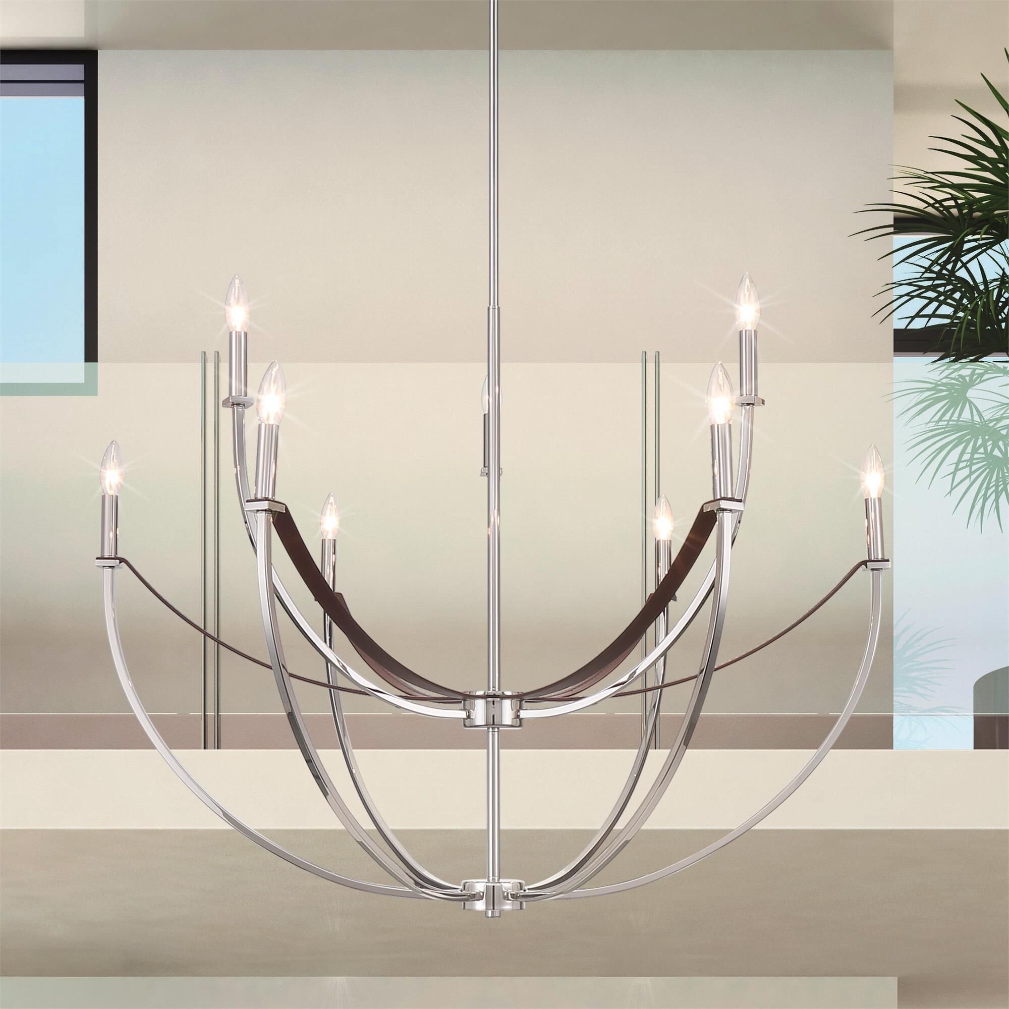 Shown in Polished Nickel and Dark Brown finish